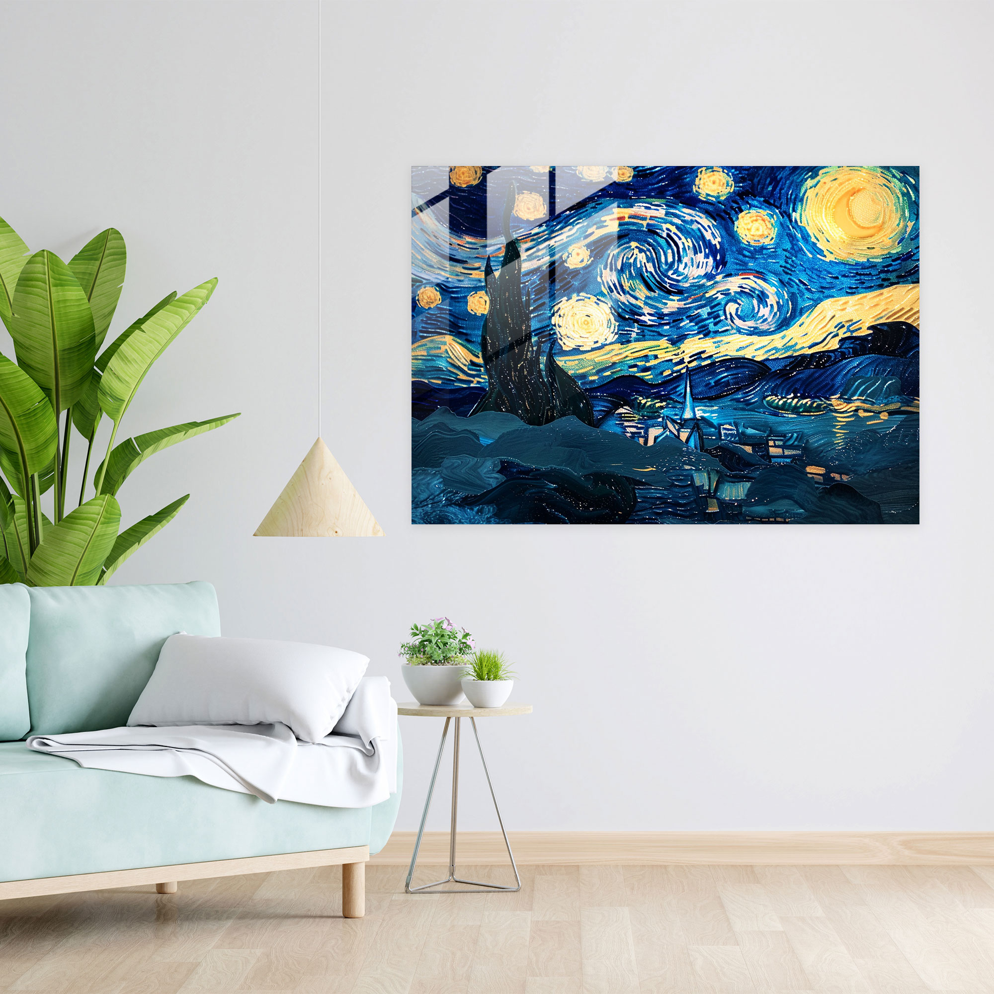 Vincent Van Gogh Home Decoration - Starry Night Over Rhone River - Vincent Van Gogh, Vincent Van Gogh, Glass Print, Home Decoration