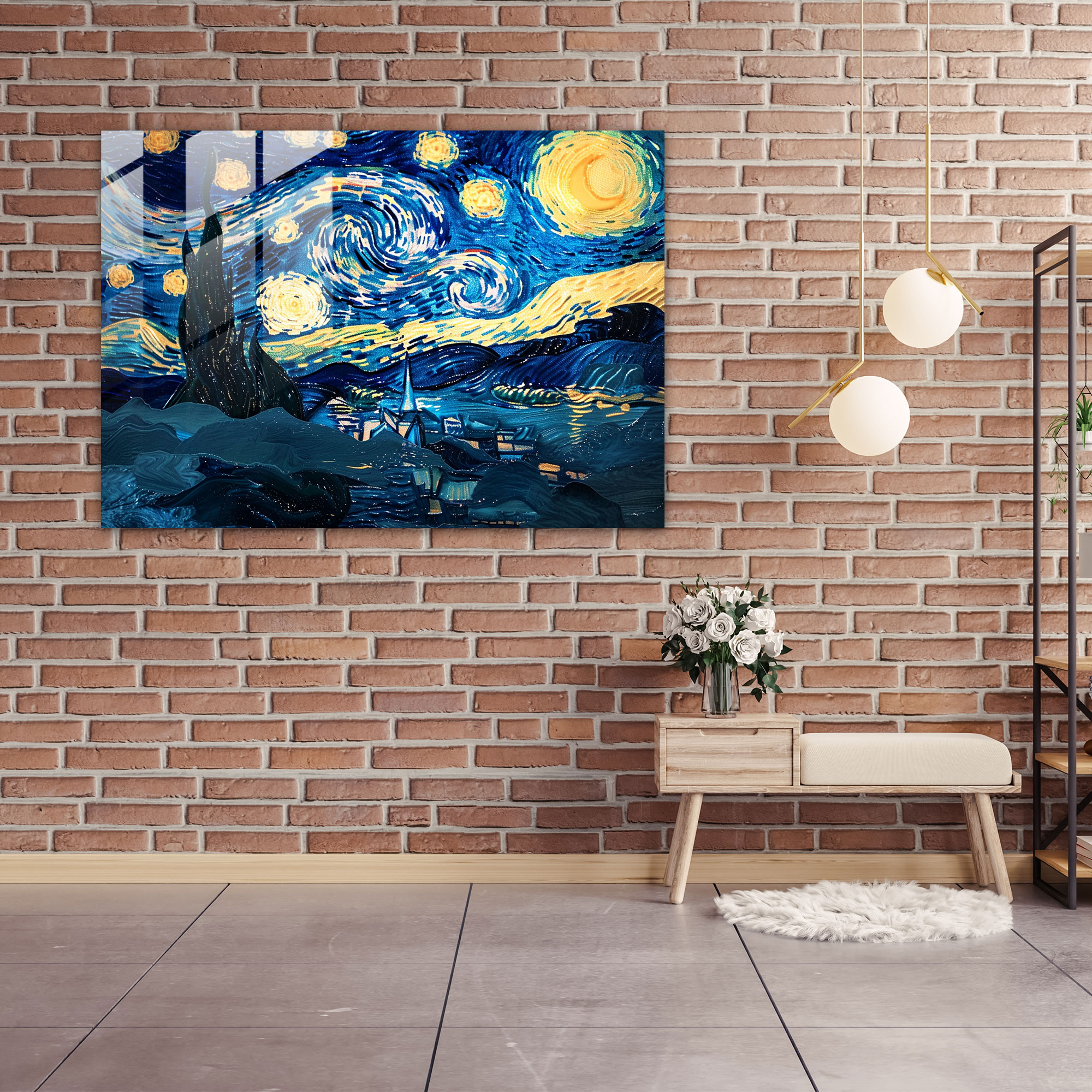 Vincent Van Gogh Home Decoration - Starry Night Over Rhone River - Vincent Van Gogh, Vincent Van Gogh, Glass Print, Home Decoration