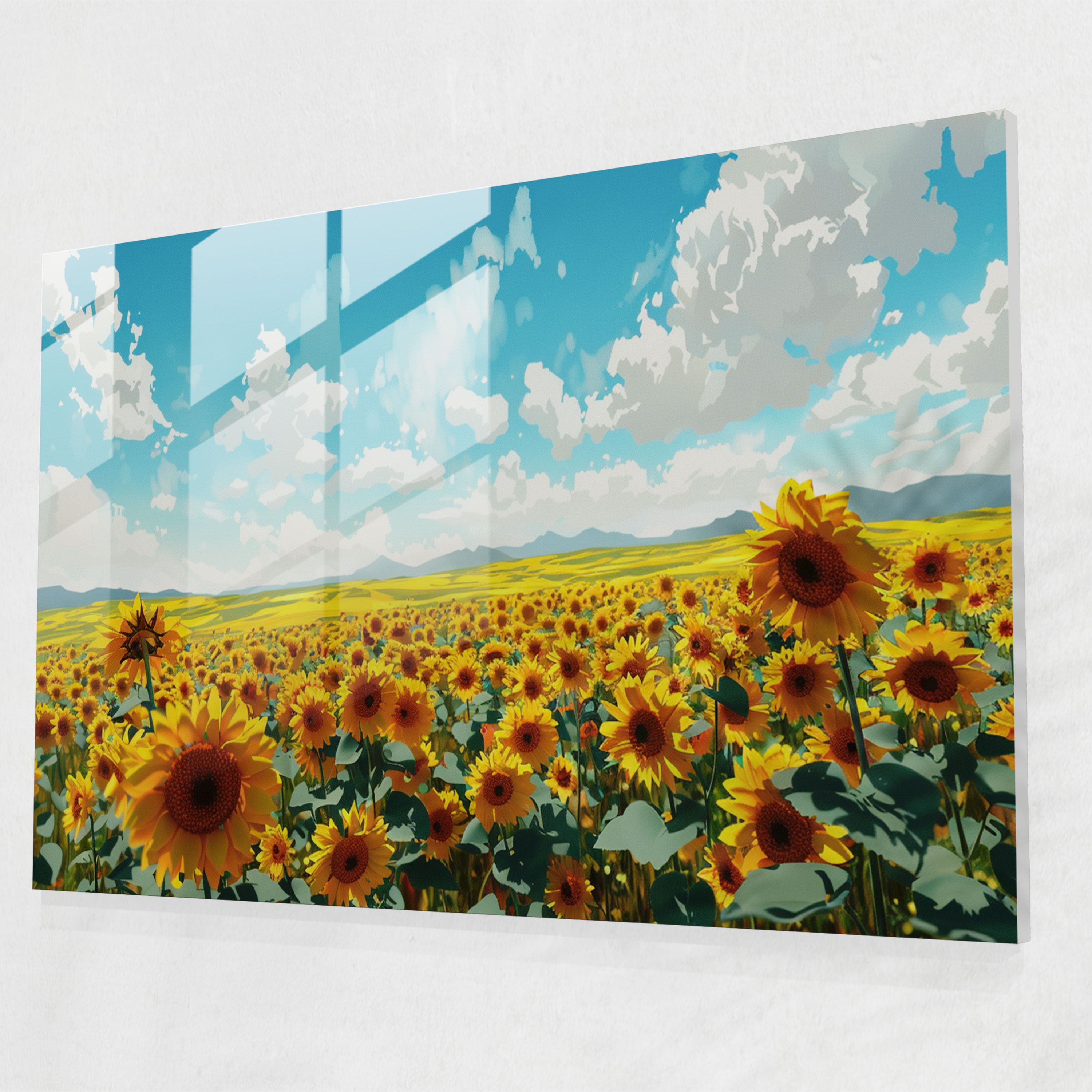 Vincent Van Gogh Glass Print - Sunflower Field - Vincent Van Gogh, Home Decoration, Glass Print, Modern Art