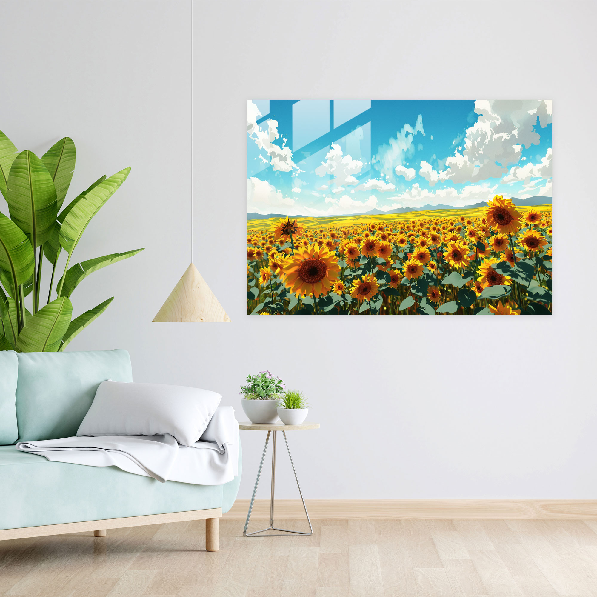 Vincent Van Gogh Glass Print - Sunflower Field - Vincent Van Gogh, Home Decoration, Glass Print, Modern Art