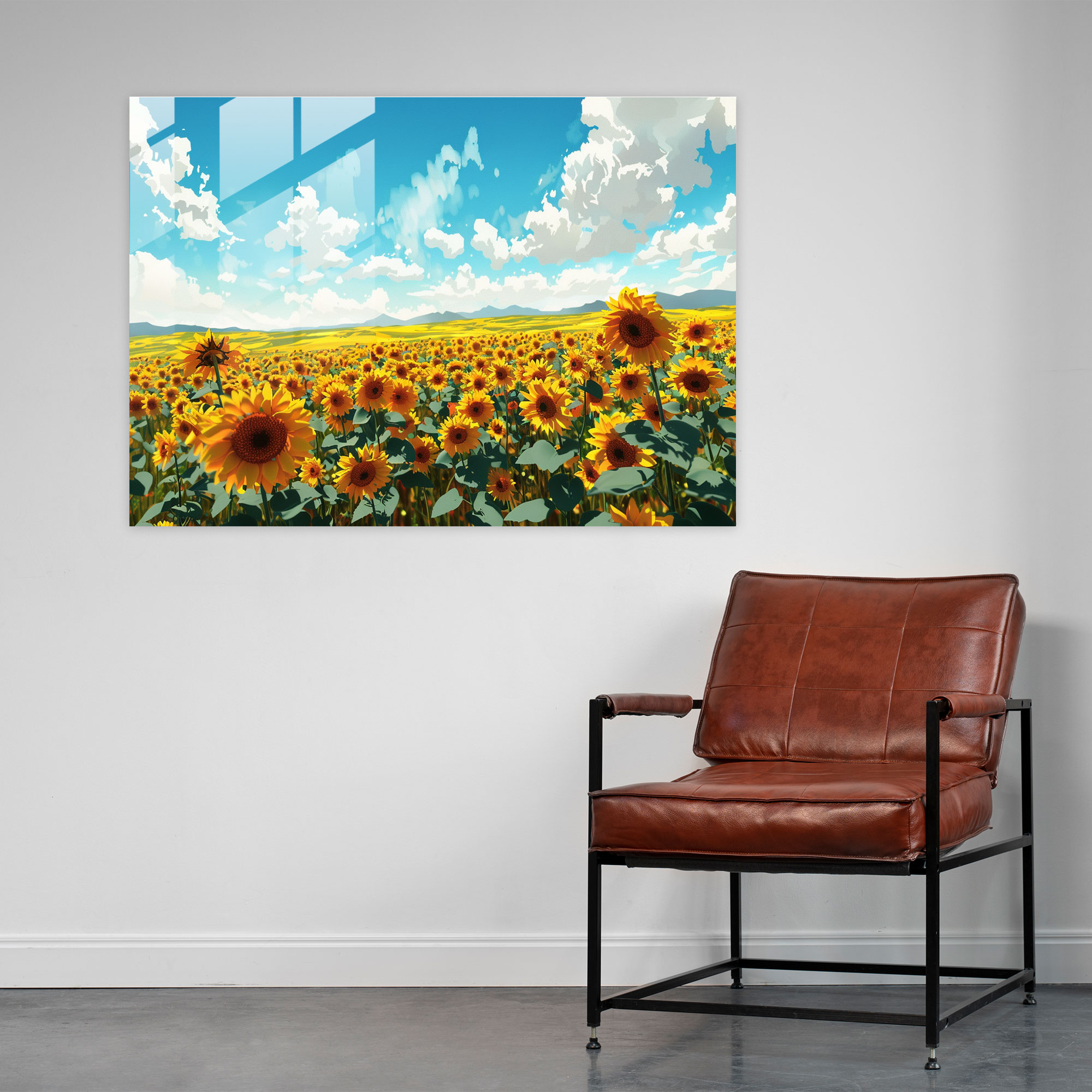 Vincent Van Gogh Glass Print - Sunflower Field - Vincent Van Gogh, Home Decoration, Glass Print, Modern Art