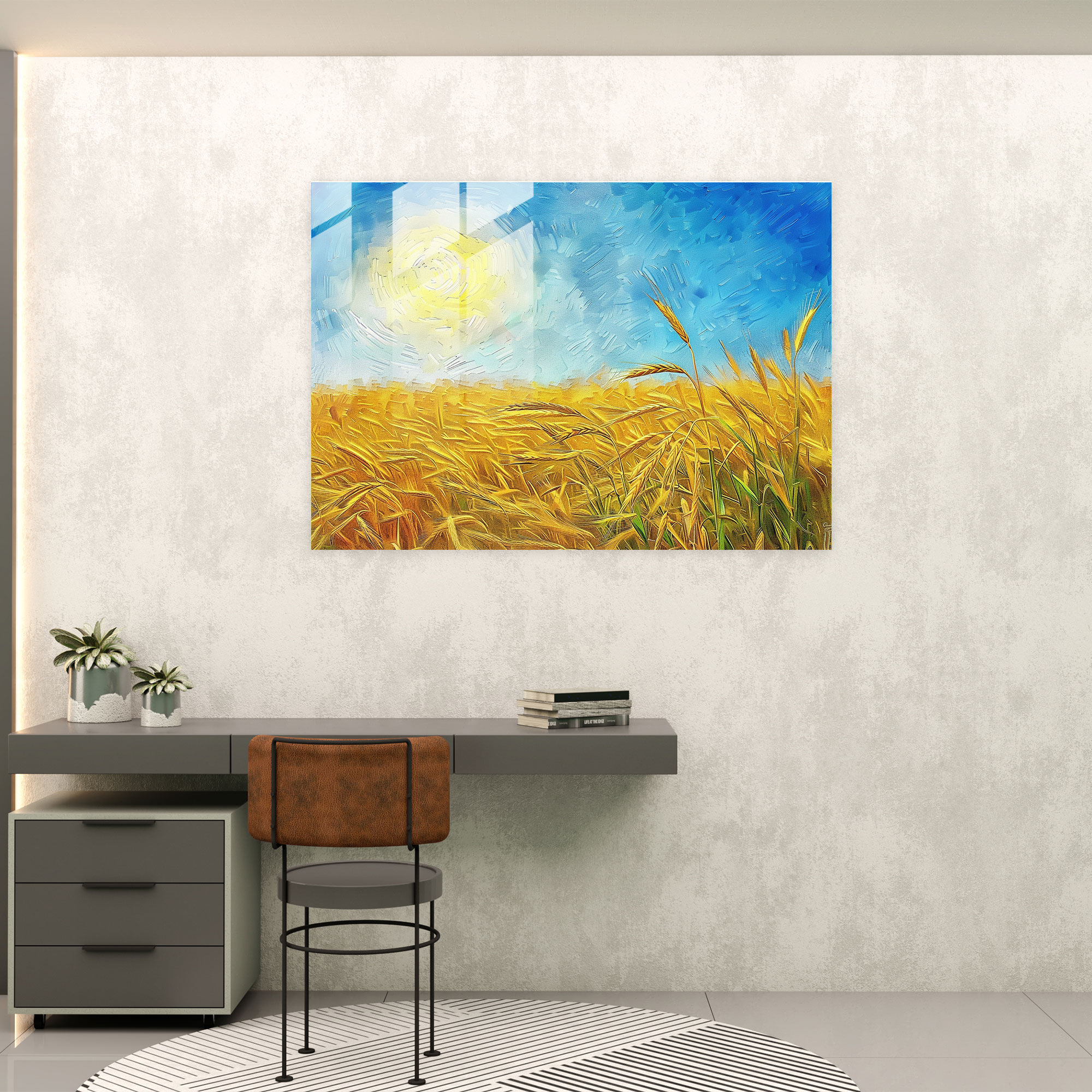 Vincent Van Gogh Glass Print - Wheat Field - Vincent Van Gogh, Modern Art, Home Decoration, Vincent Van Gogh