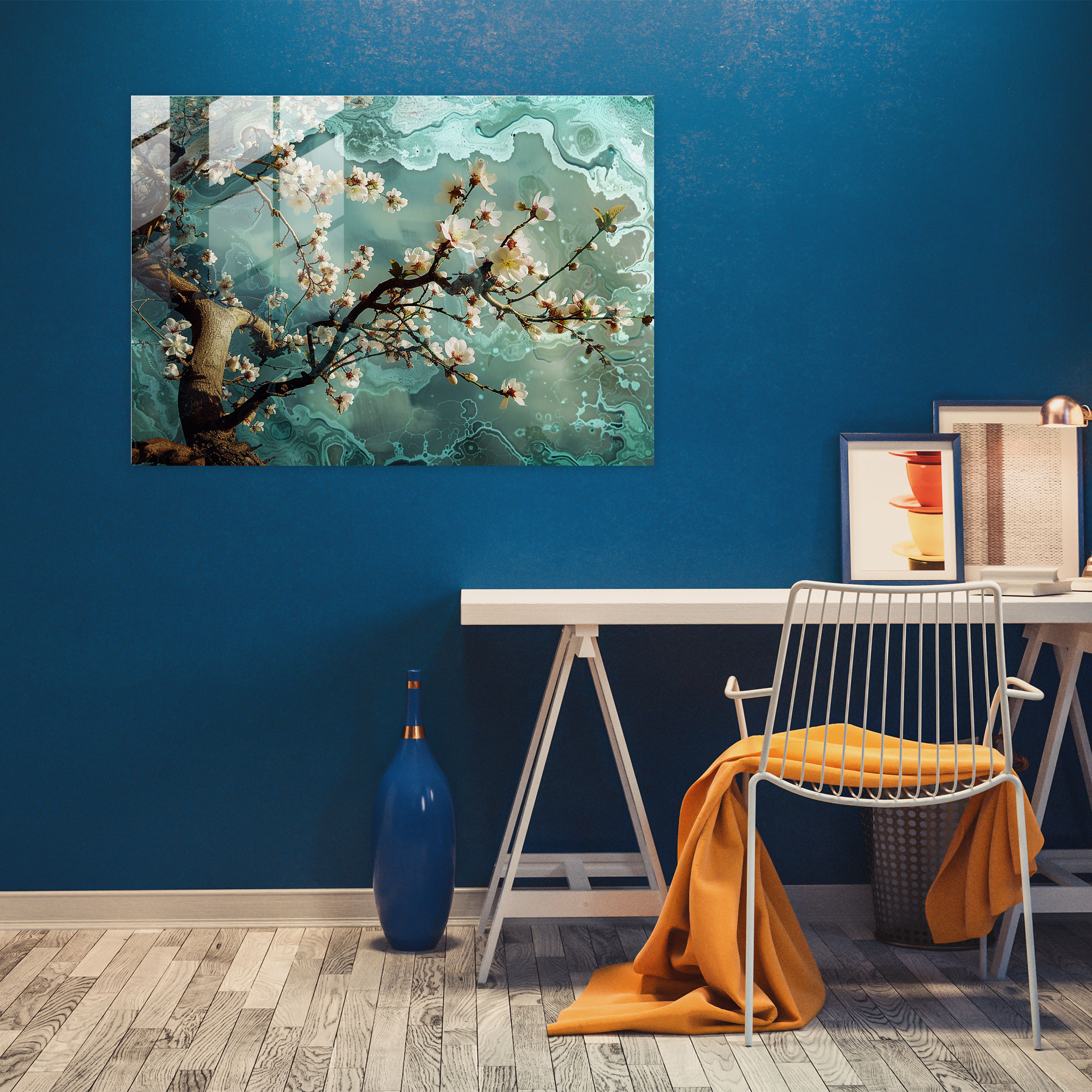 Vincent Van Gogh Glass Print - Almond Tree - Vincent Van Gogh, Wall Decoration, Glass Wall Art, Glass Print