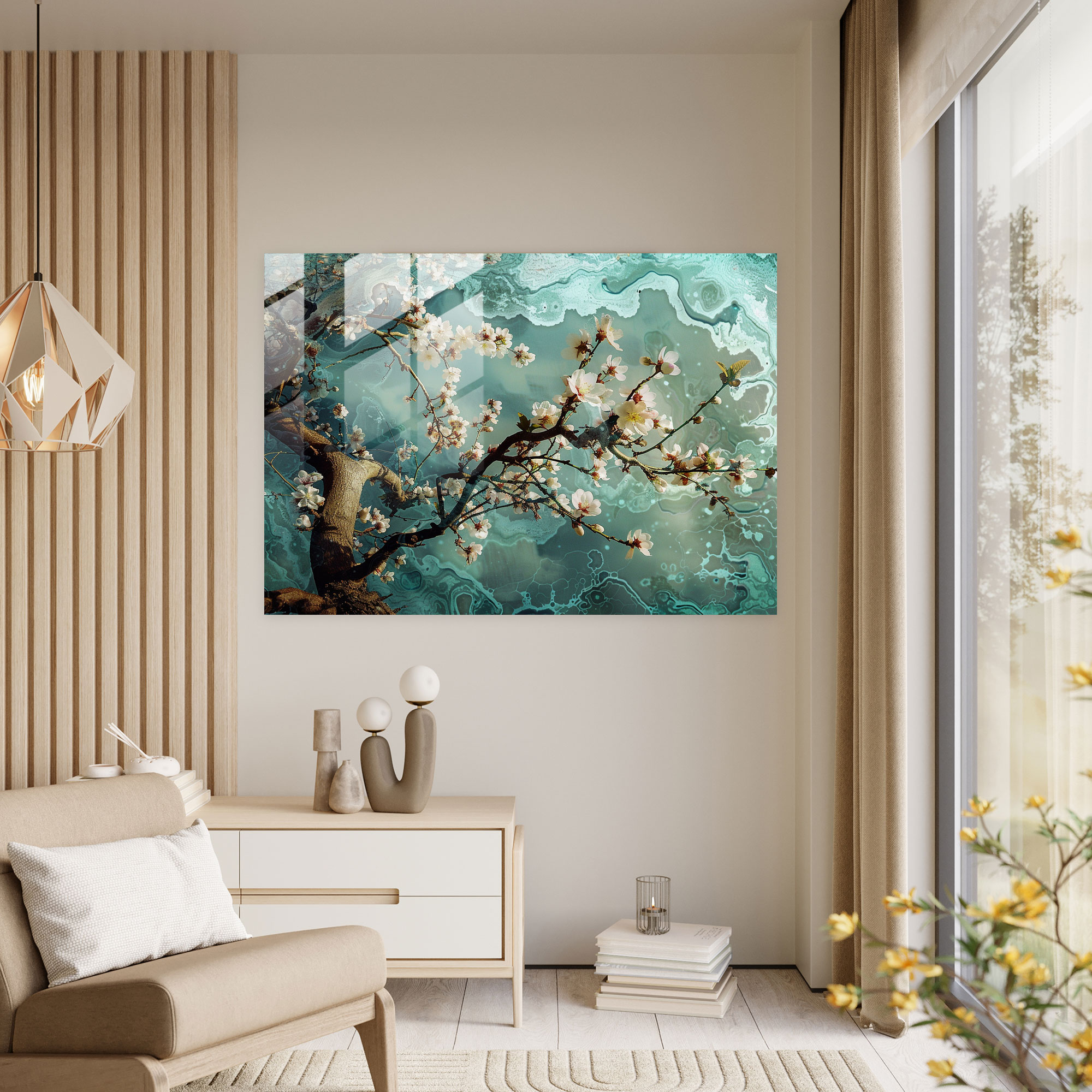 Vincent Van Gogh Glass Print - Almond Tree - Vincent Van Gogh, Wall Decoration, Glass Wall Art, Glass Print