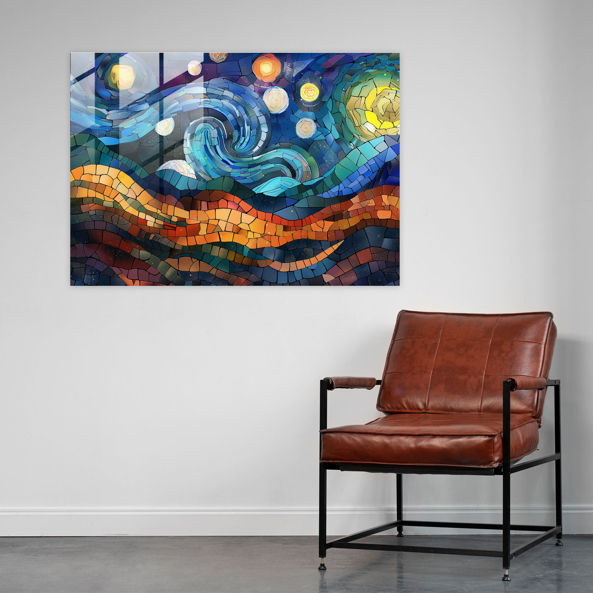 Vincent Van Gogh Glass Print - Starry Night Sky - Vincent Van Gogh, Glass Art, Glass Wall Art, Home Decoration