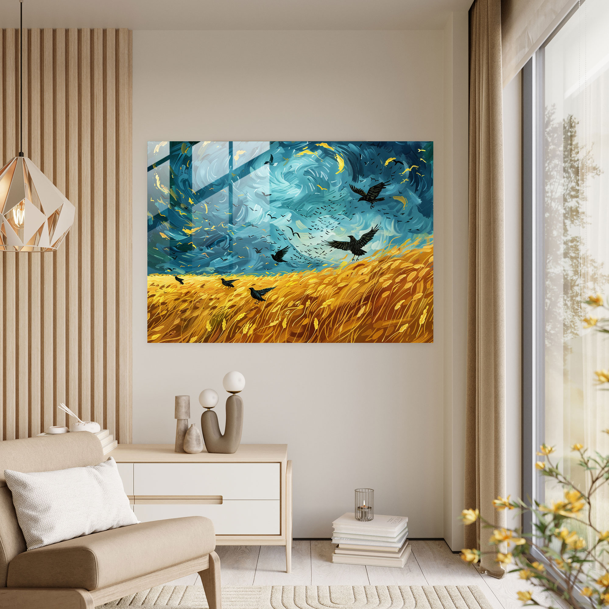 Vincent Van Gogh Wall Decoration - Dramatic Wheat Field - Vincent Van Gogh, Wall Decoration, Glass Print, Vincent Van Gogh