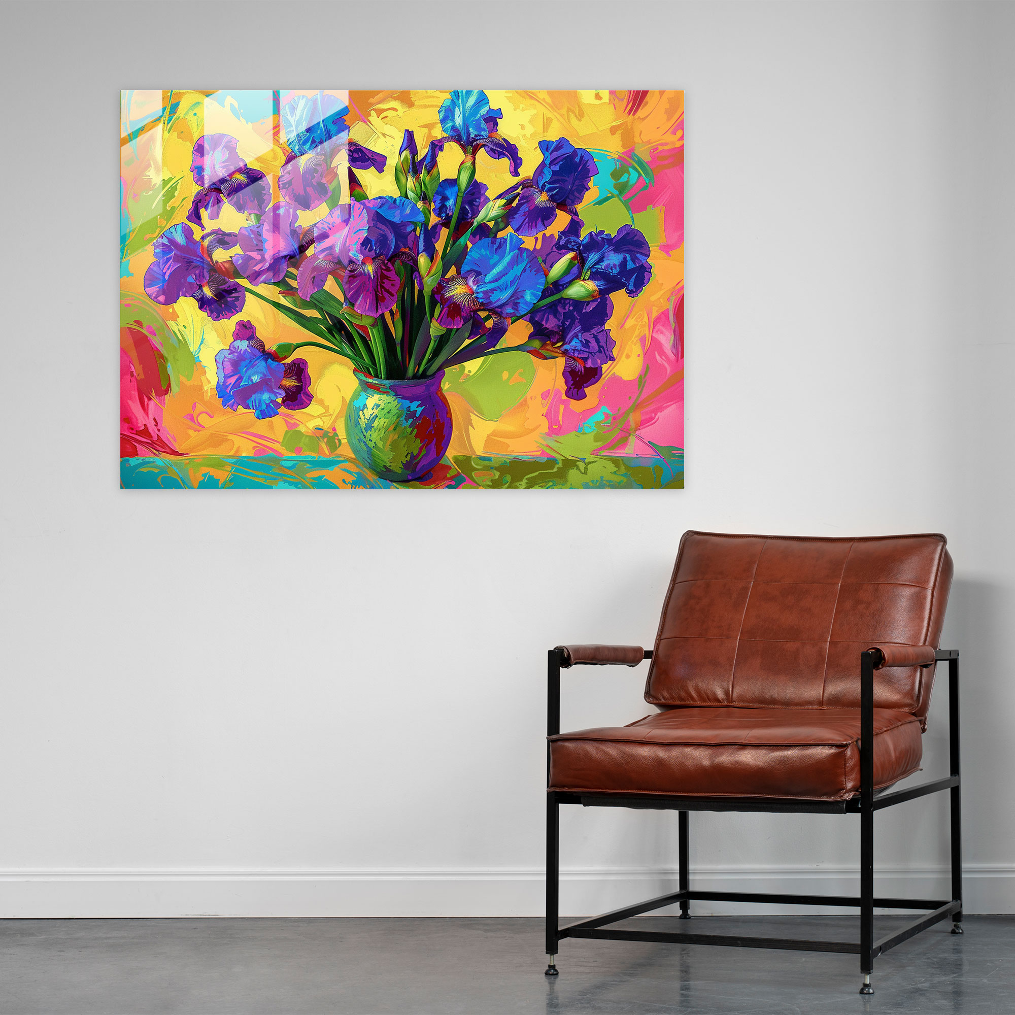 Vincent Van Gogh Glass Wall Art - Vibrant Irises - Vincent Van Gogh, Glass Art, Glass Wall Art, Vincent Van Gogh