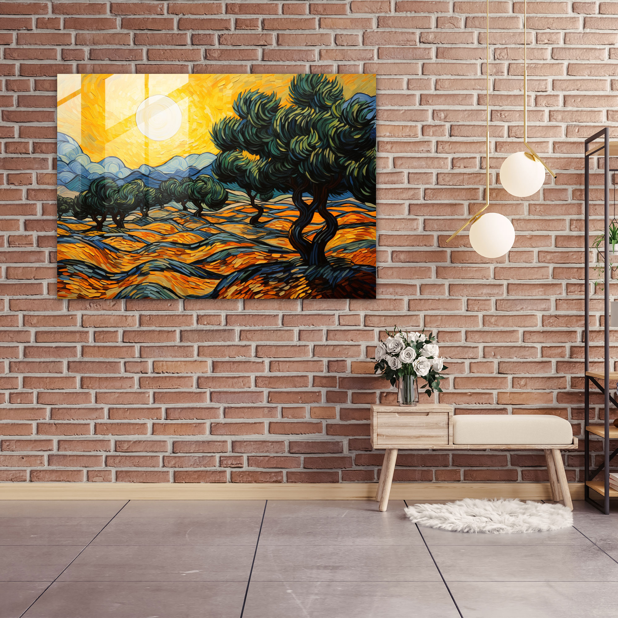 Vincent Van Gogh Home Decoration - Serene Olive Trees - Vincent Van Gogh, Glass Print, Modern Art, Vincent Van Gogh