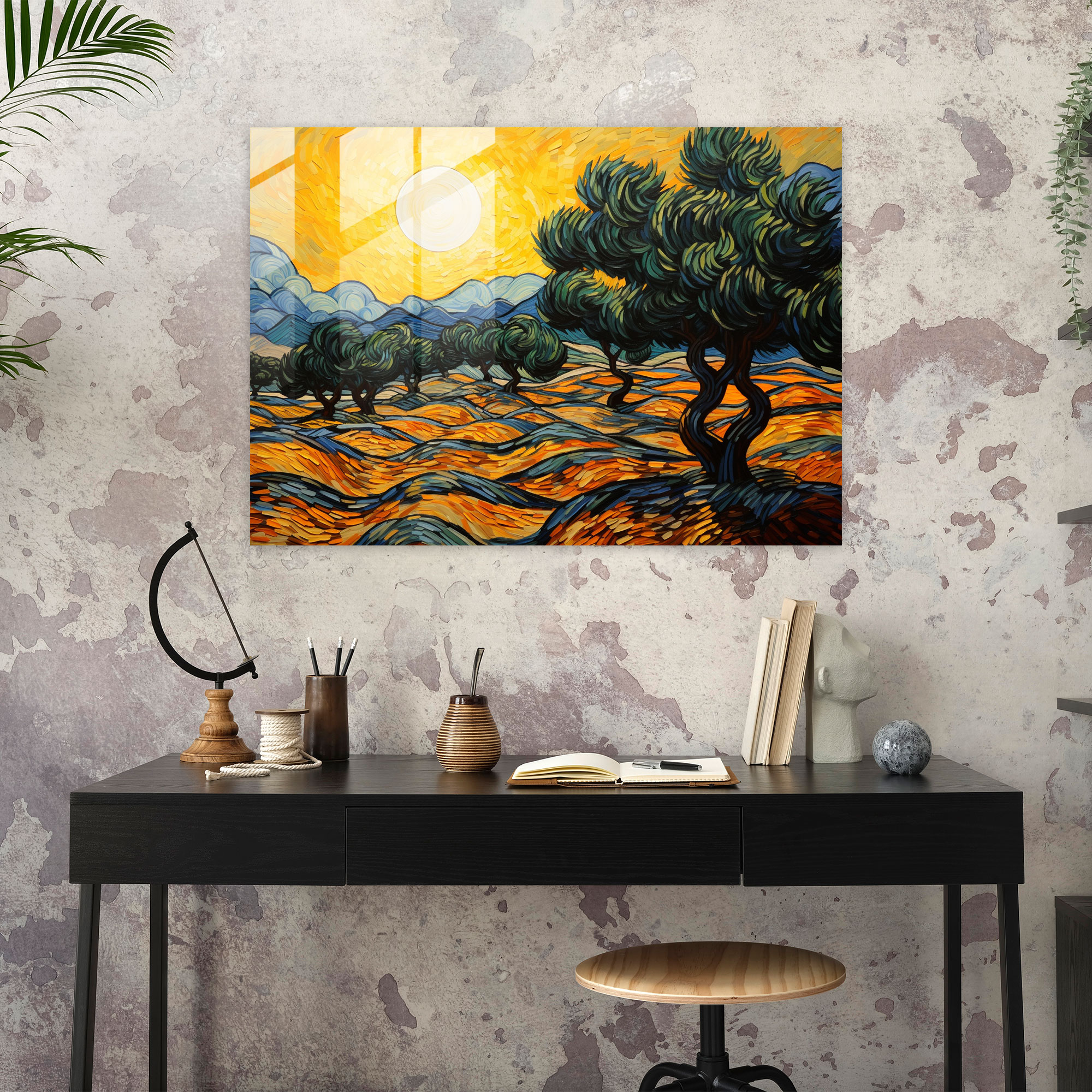 Vincent Van Gogh Home Decoration - Serene Olive Trees - Vincent Van Gogh, Glass Print, Modern Art, Vincent Van Gogh