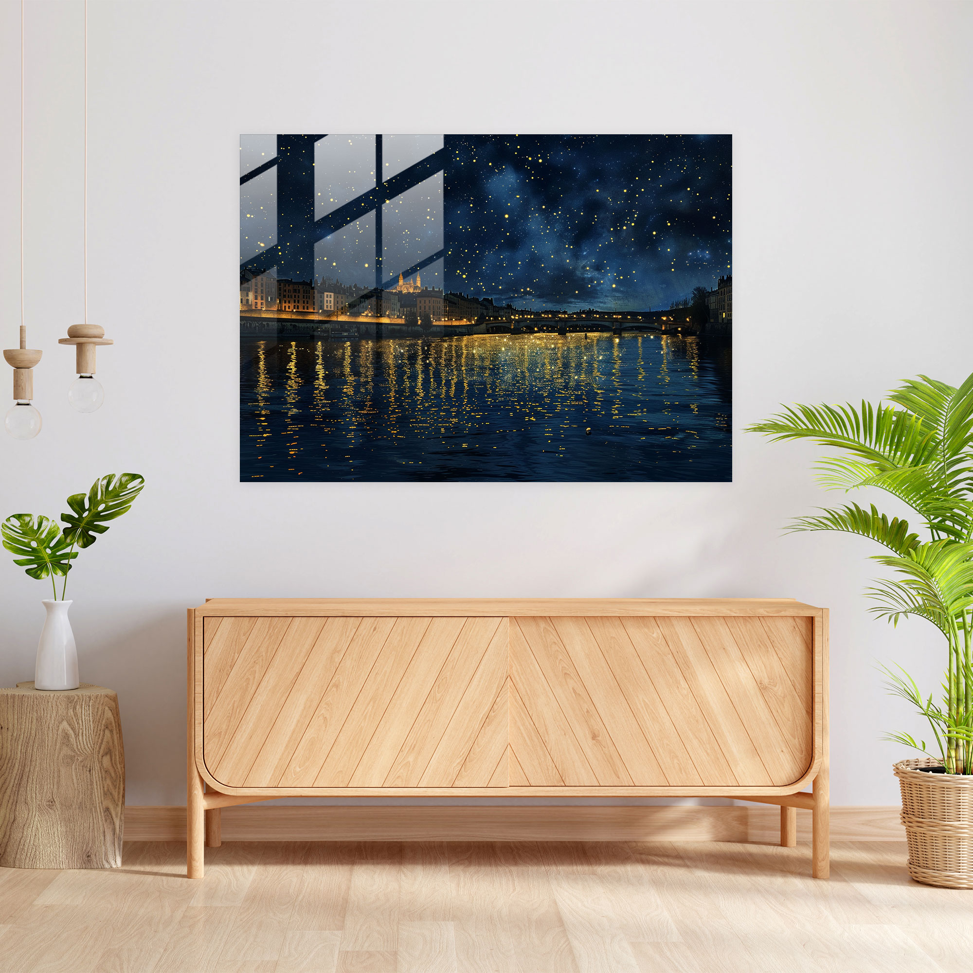 Vincent Van Gogh Starry Night Over The Rhone Glass Print - Vincent Van Gogh, Modern Art, Wall Decoration, Home Decoration