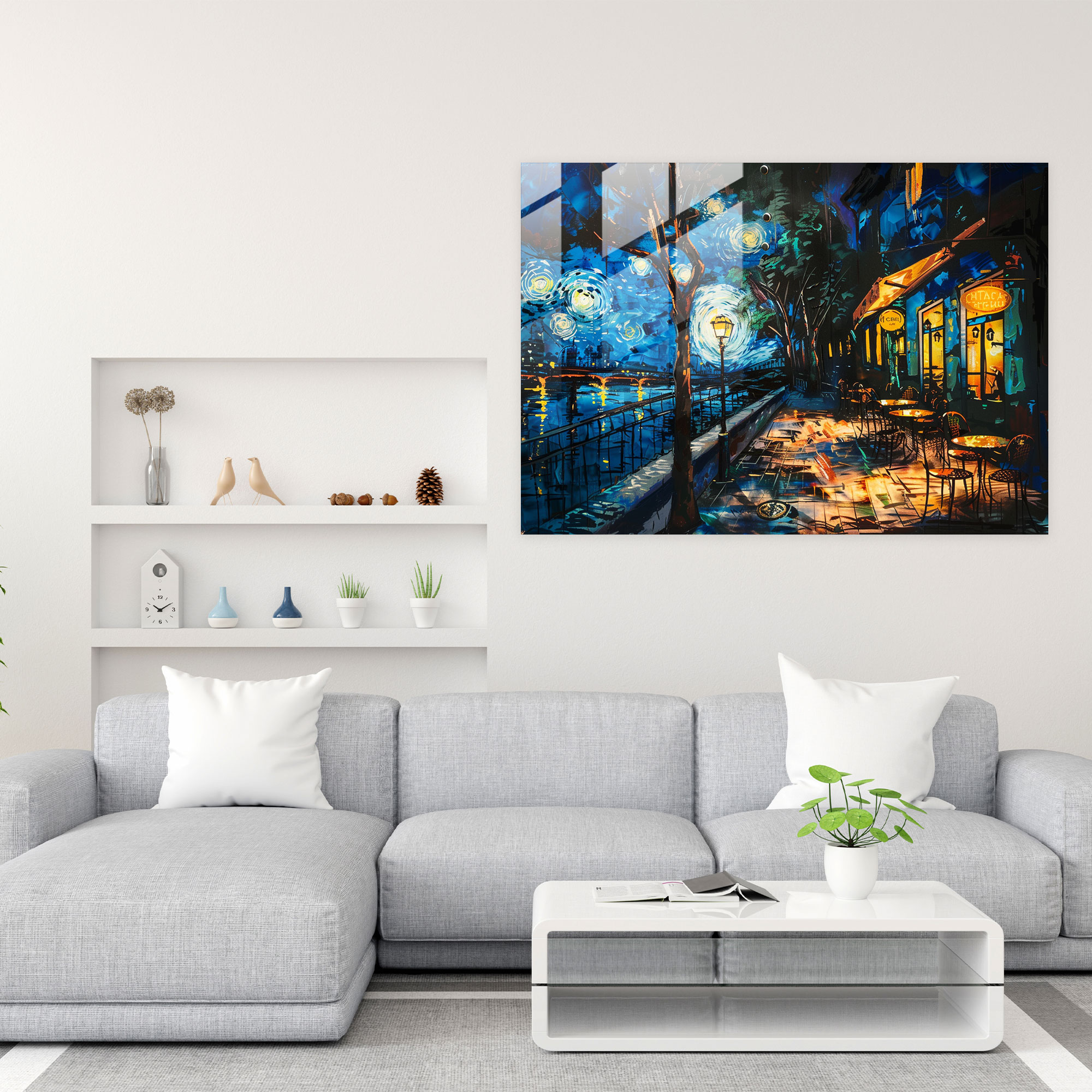 Vincent Van Gogh The Cafe Terrace At Night Glass Print - Vincent Van Gogh, Home Decoration, Wall Decoration, Modern Art