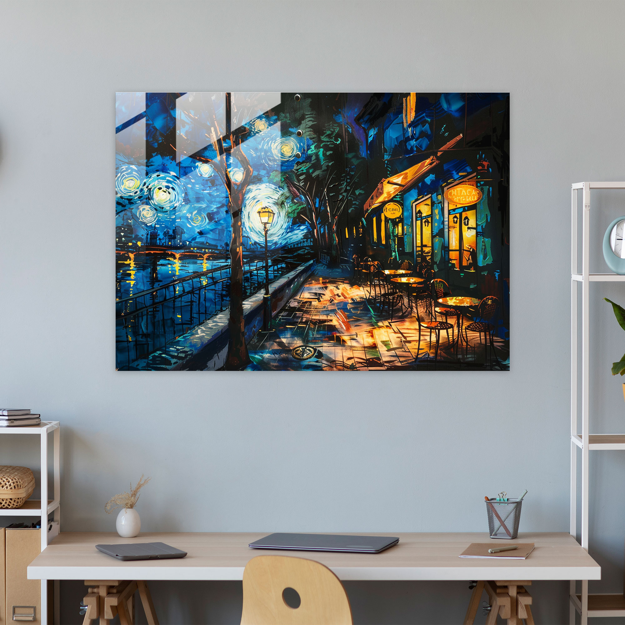 Vincent Van Gogh The Cafe Terrace At Night Glass Print - Vincent Van Gogh, Home Decoration, Wall Decoration, Modern Art