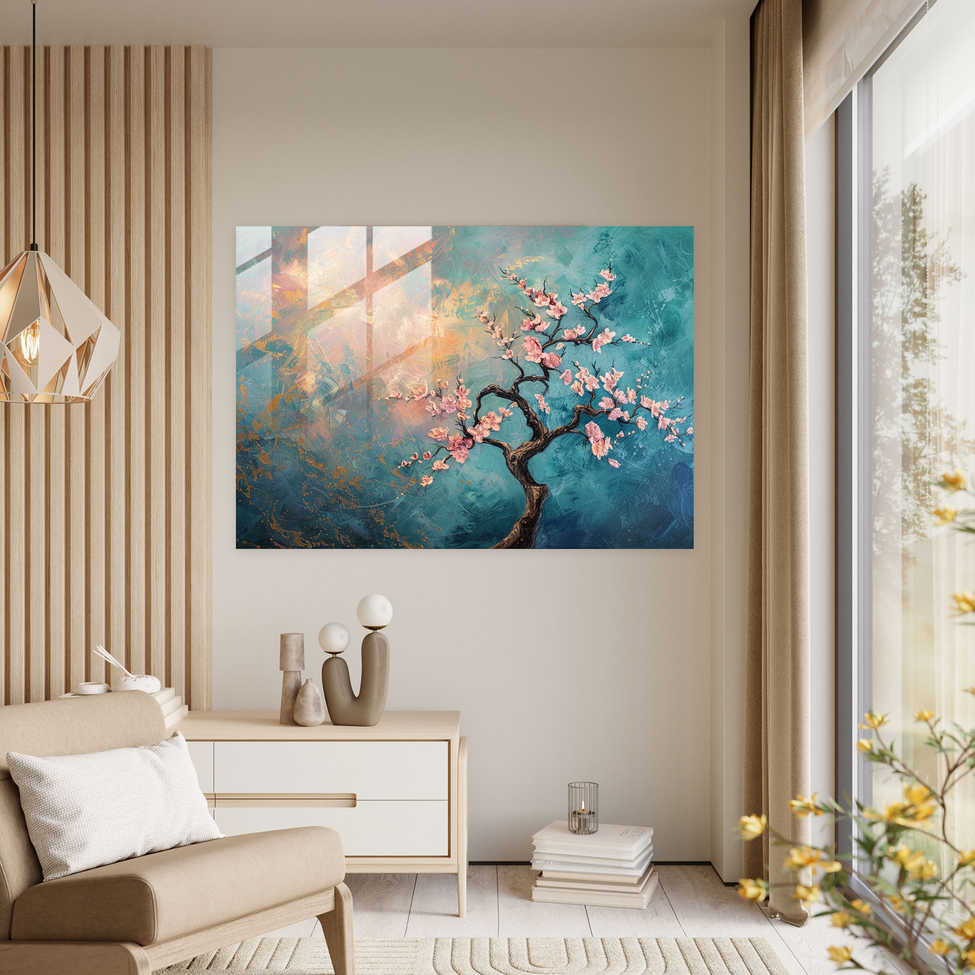 Vincent Van Gogh Glass Print - Blossoming Almond Tree - Vincent Van Gogh, Home Decoration, Modern Art, Vincent Van Gogh
