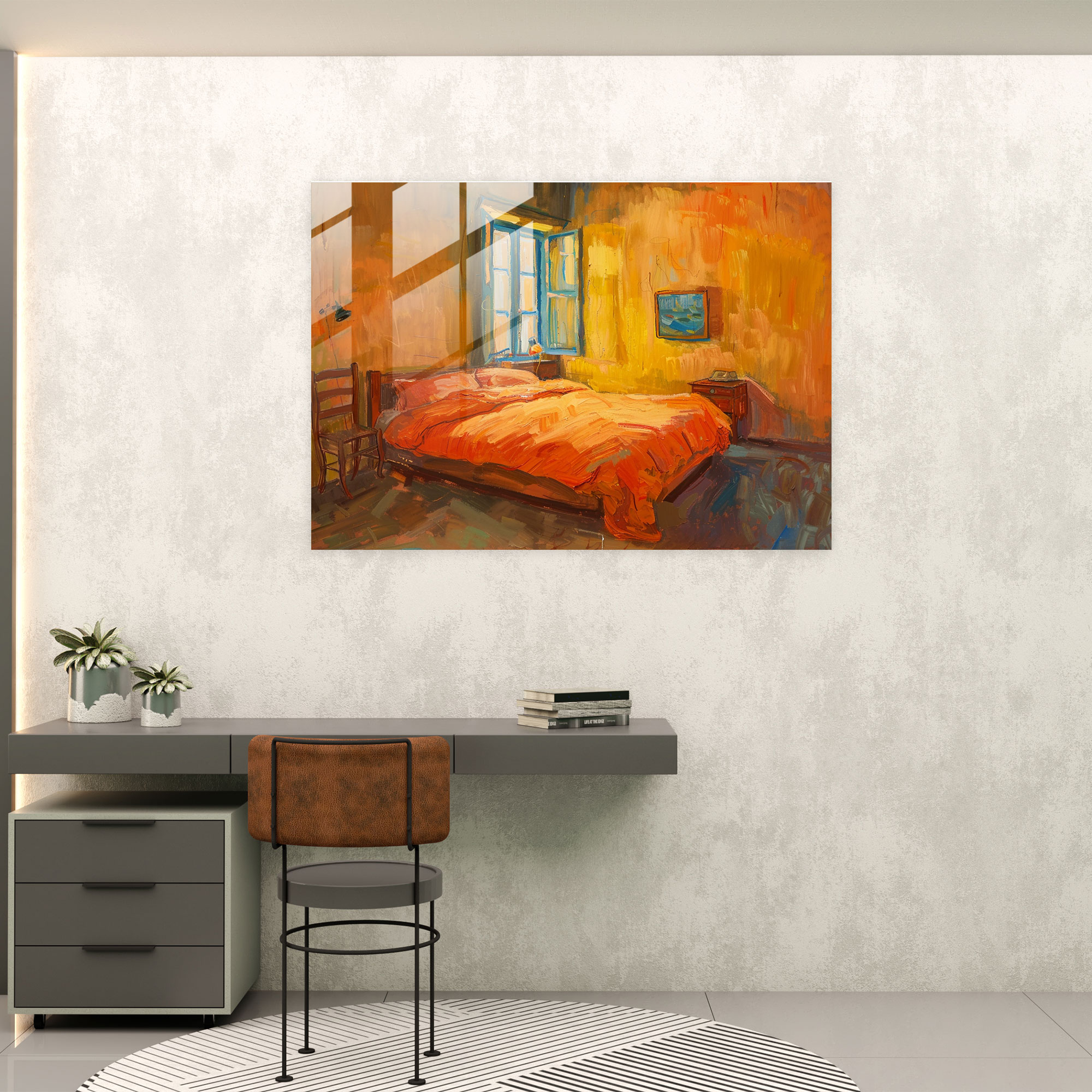 Vincent Van Gogh Glass Wall Art - The Bedroom At Arles - Vincent Van Gogh, Home Decoration, Modern Art, Glass Wall Art