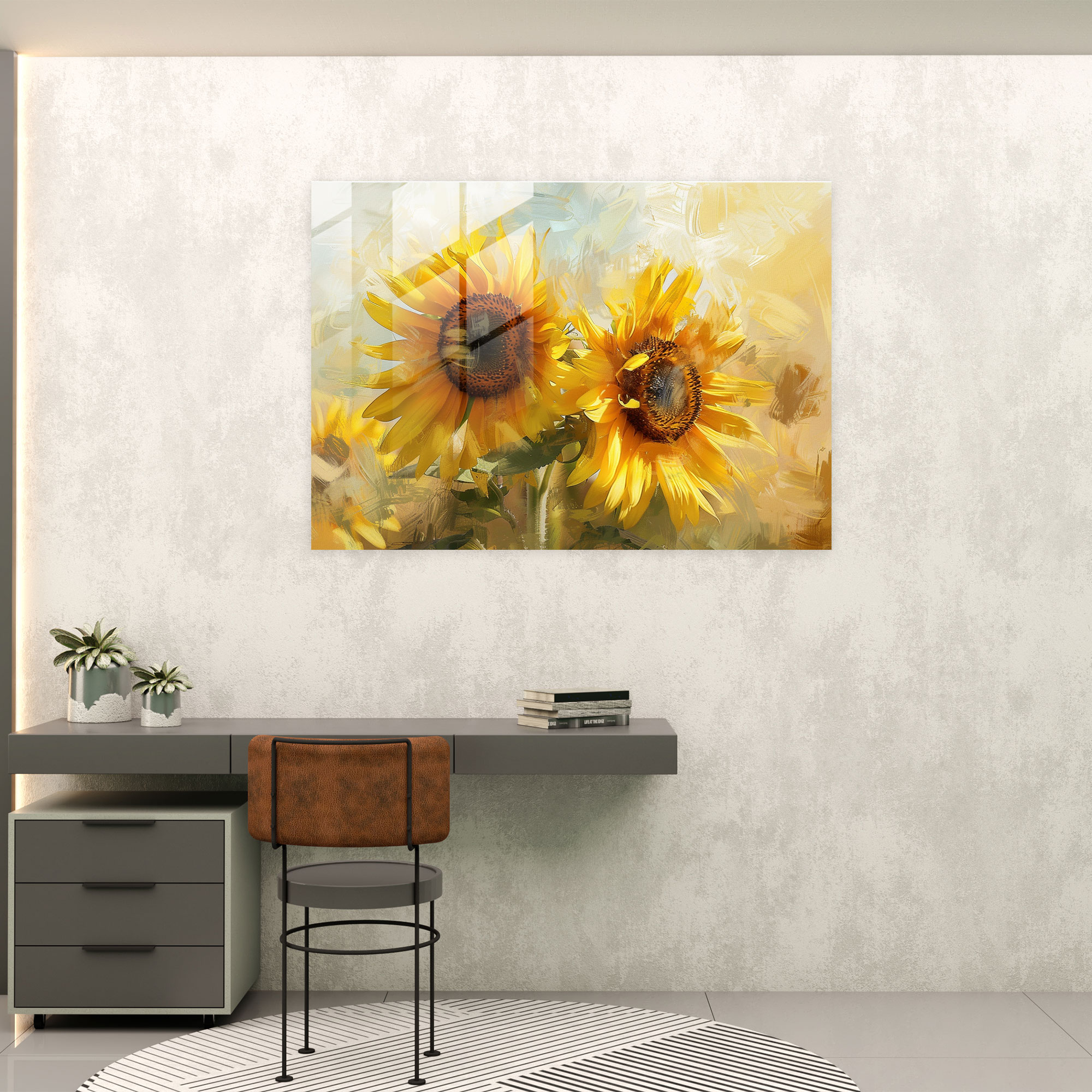 Vincent Van Gogh Home Decoration - Vibrant Sunflowers - Vincent Van Gogh, Glass Print, Modern Art, Home Decoration