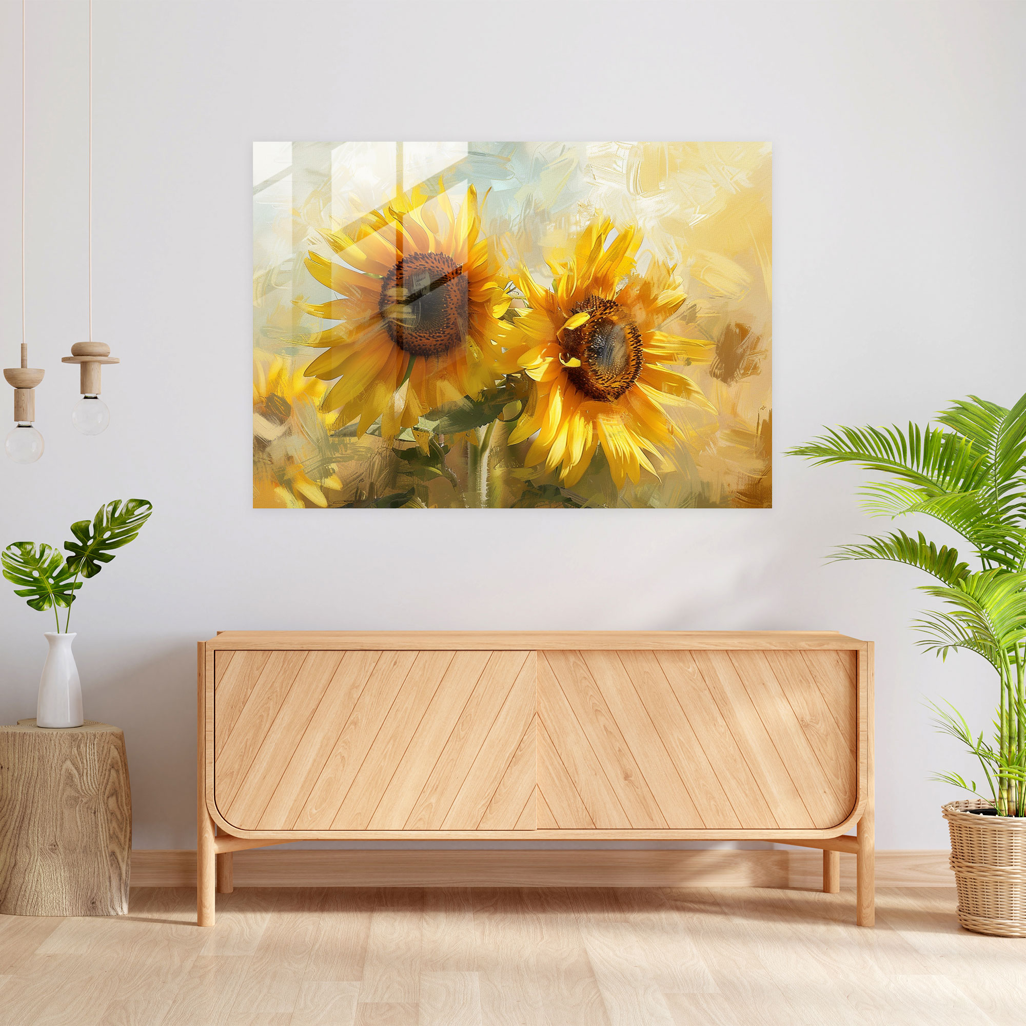 Vincent Van Gogh Home Decoration - Vibrant Sunflowers - Vincent Van Gogh, Glass Print, Modern Art, Home Decoration