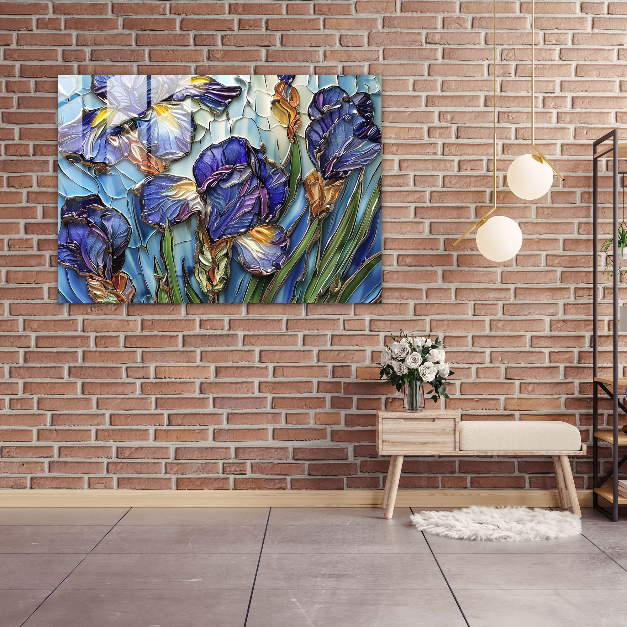 Vincent Van Gogh Glass Art - Irises Wall Decoration - Vincent Van Gogh, Glass Art, Vincent Van Gogh, Home Decoration
