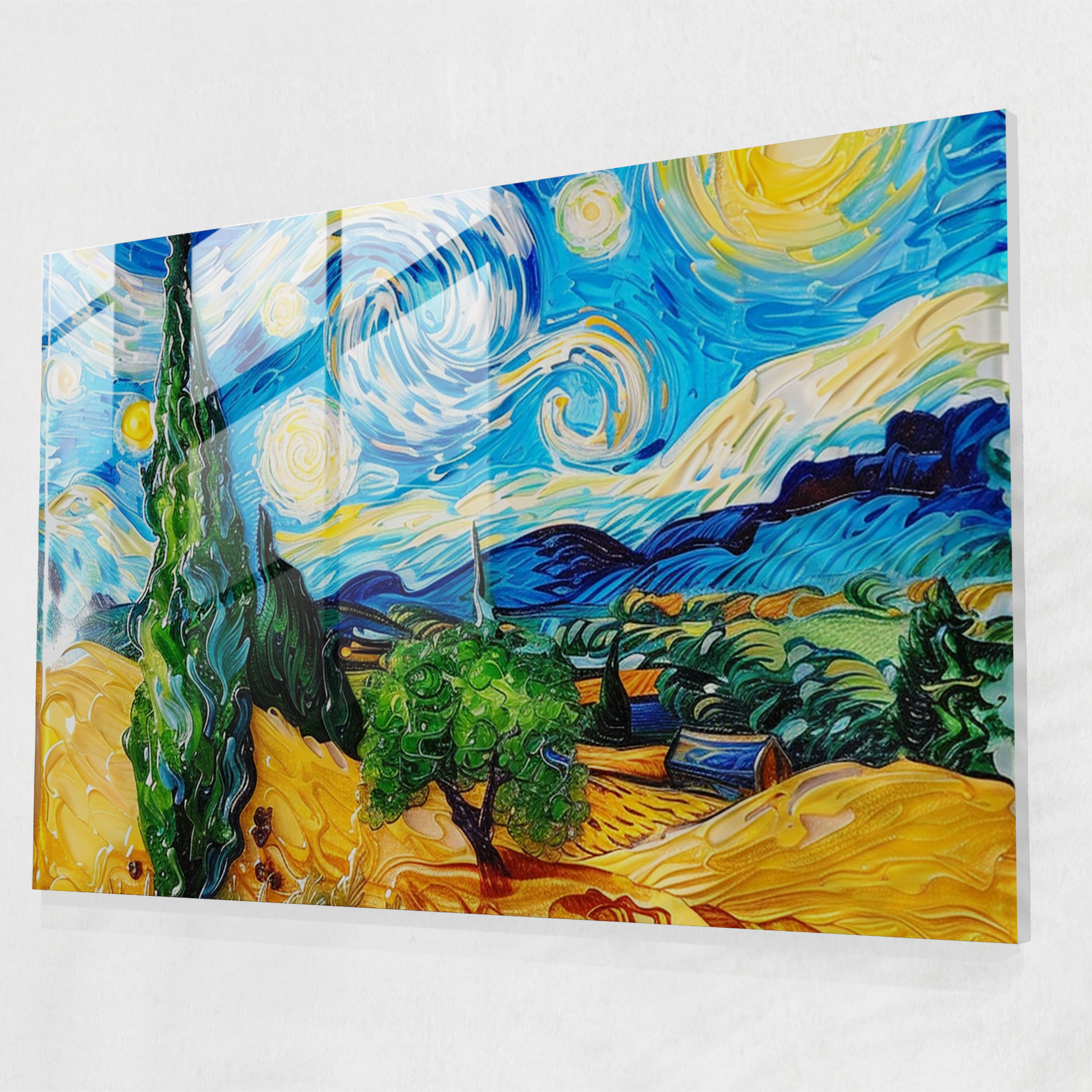 Vincent Van Gogh Glass Art - Wheatfield With Cypresses Wall Decoration - Vincent Van Gogh, Wall Decoration, Home Decoration, Vincent Van Gogh