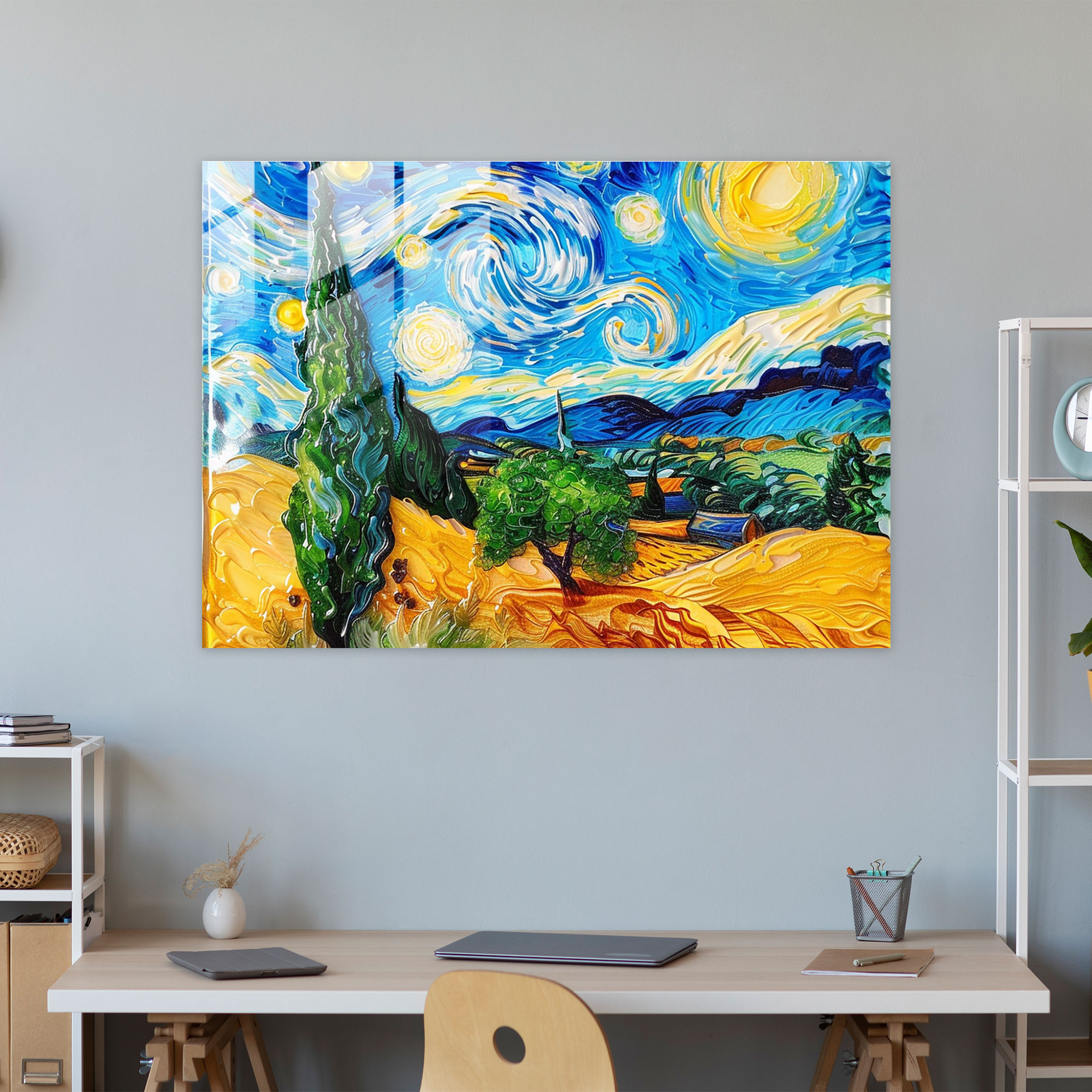 Vincent Van Gogh Glass Art - Wheatfield With Cypresses Wall Decoration - Vincent Van Gogh, Wall Decoration, Home Decoration, Vincent Van Gogh