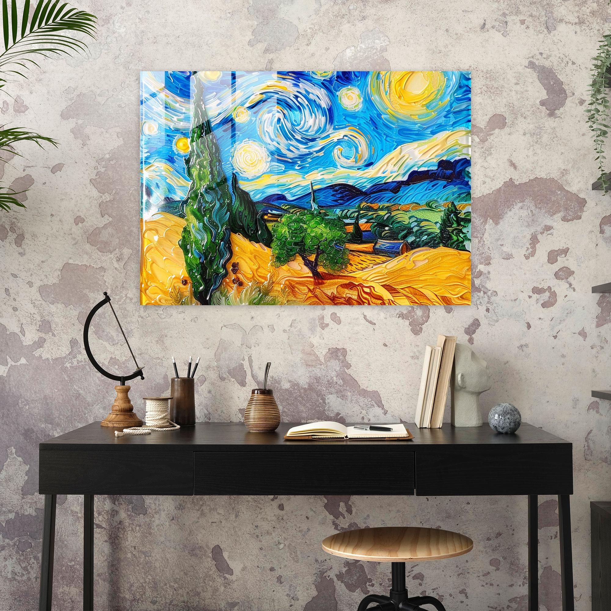 Vincent Van Gogh Glass Art - Wheatfield With Cypresses Wall Decoration - Vincent Van Gogh, Wall Decoration, Home Decoration, Vincent Van Gogh