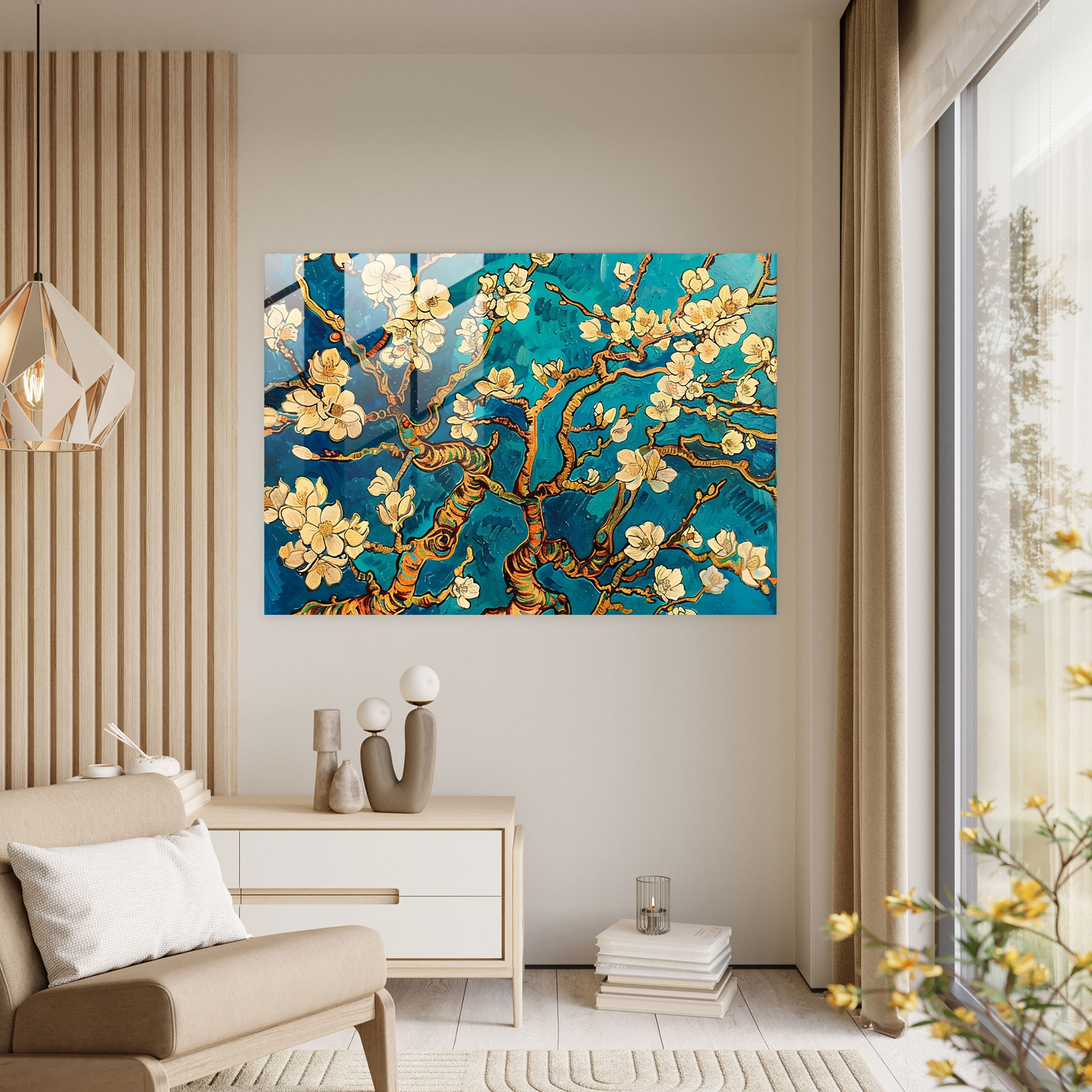 Vincent Van Gogh Glass Print - Blossoming Almond Tree Wall Decoration - Vincent Van Gogh, Glass Print, Modern Art, Vincent Van Gogh