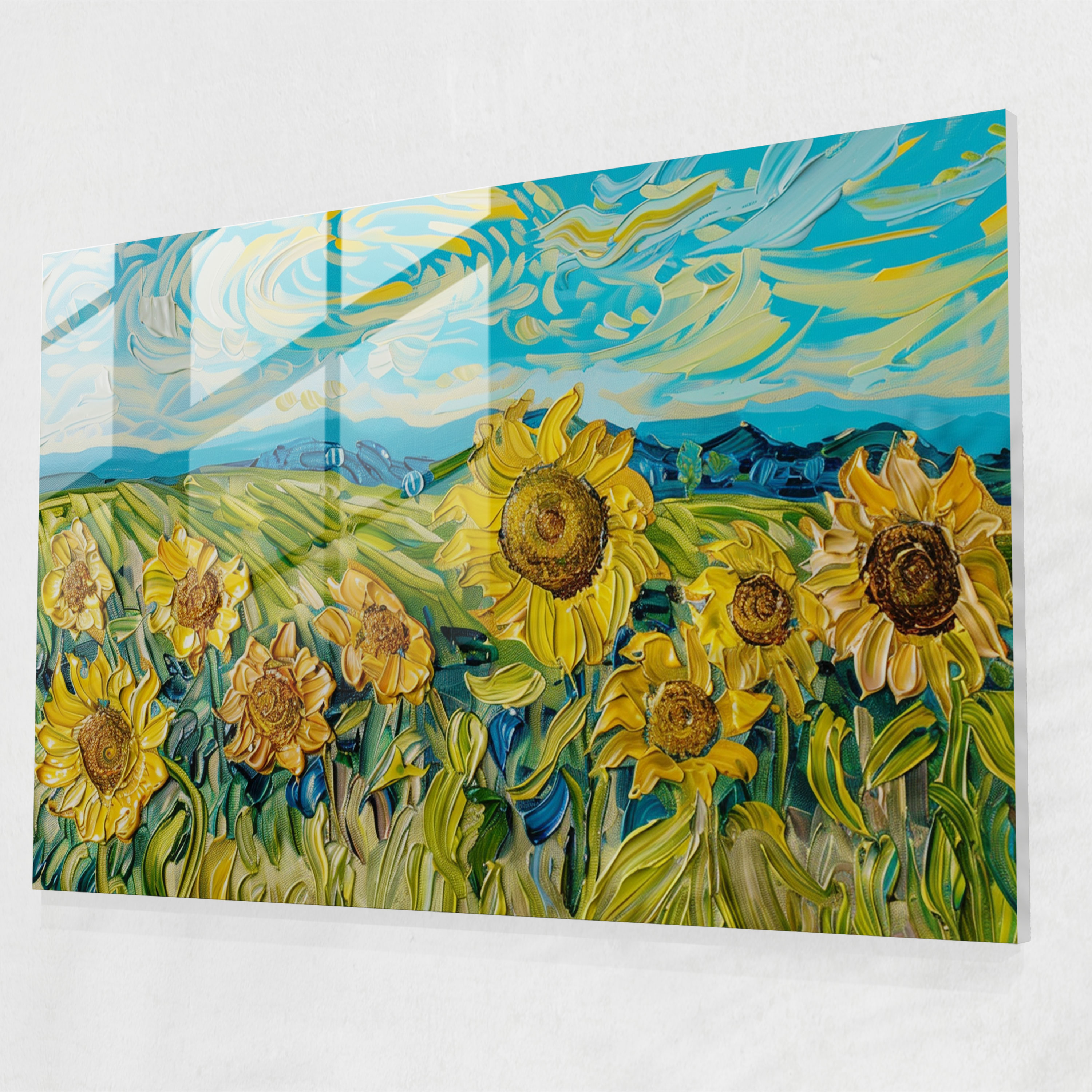 Sunflowers Glass Wall Art Modern Art - Vincent Van Gogh, Glass Wall Art, Modern Art, Home Decoration