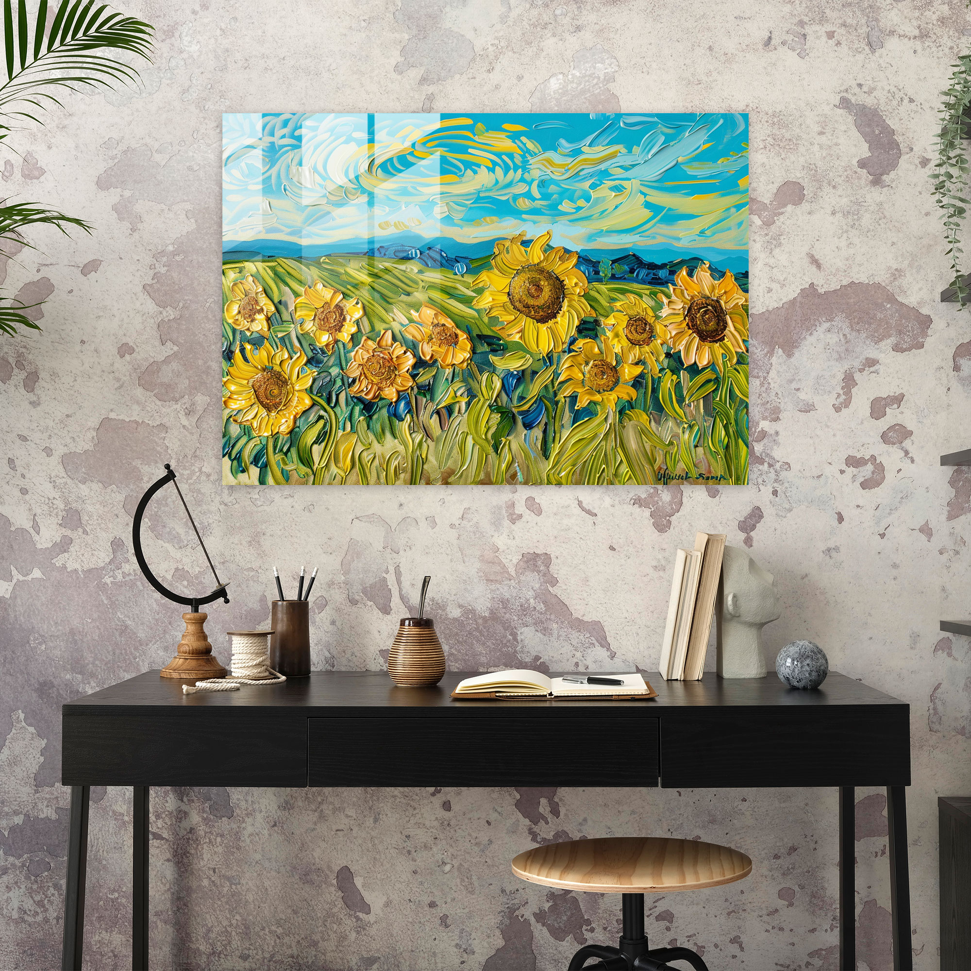 Sunflowers Glass Wall Art Modern Art - Vincent Van Gogh, Glass Wall Art, Modern Art, Home Decoration