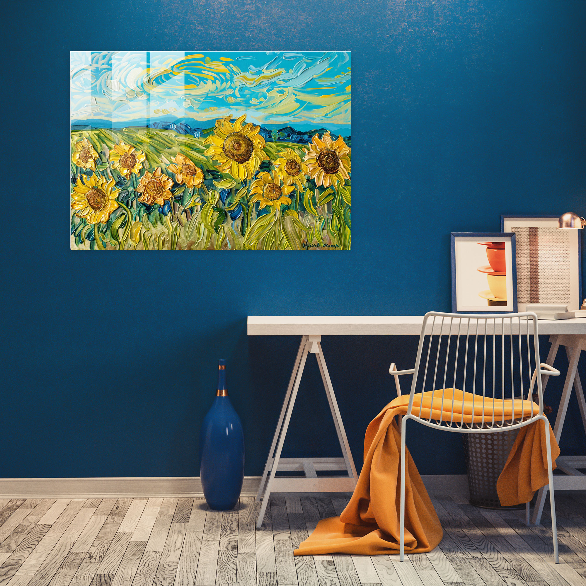 Sunflowers Glass Wall Art Modern Art - Vincent Van Gogh, Glass Wall Art, Modern Art, Home Decoration
