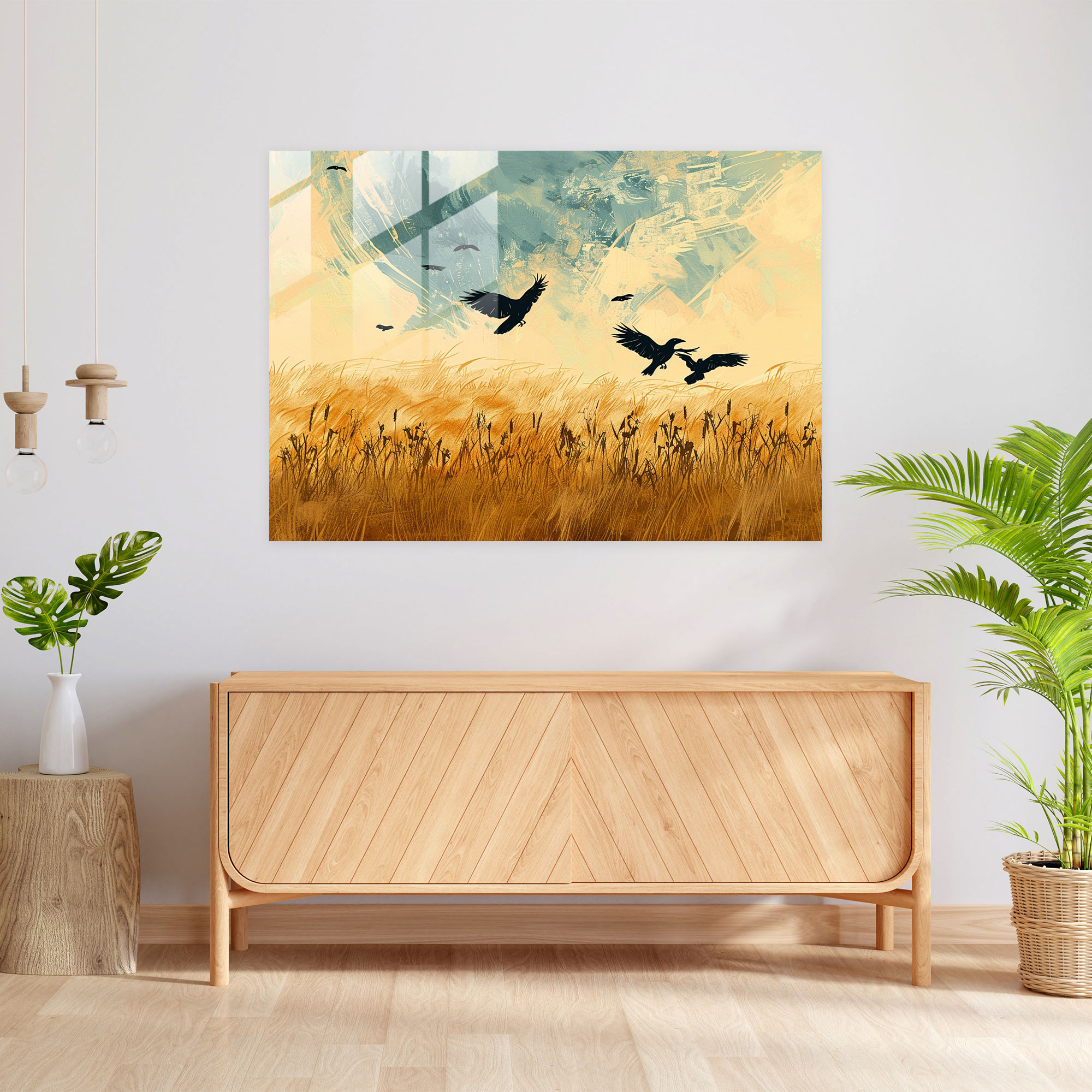 Wheat Fields Glass Print Modern Art - Vincent Van Gogh, Glass Print, Wall Decoration, Vincent Van Gogh