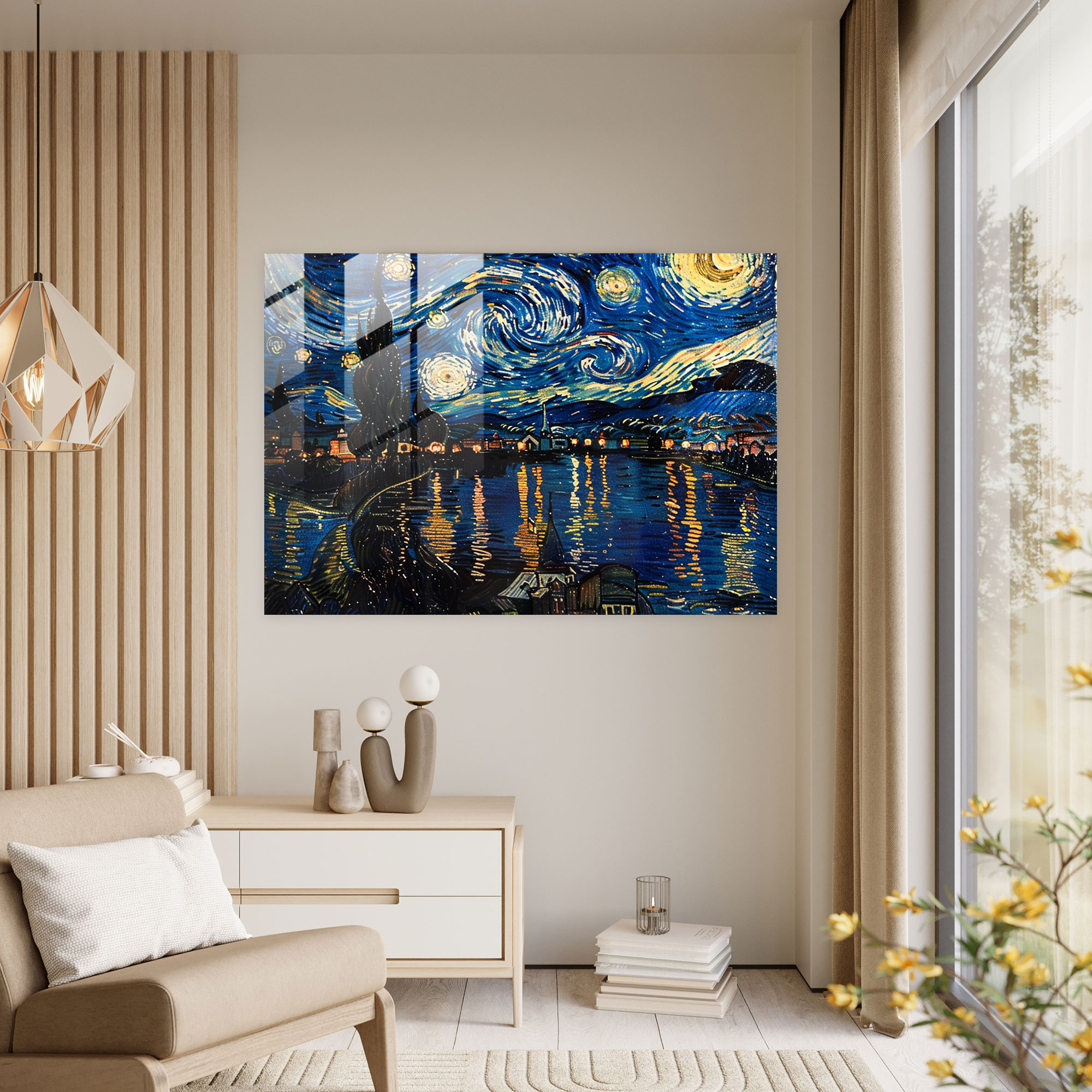 Vincent Van Gogh Starry Night Over The Rhone Glass Print - Vincent Van Gogh, Glass Wall Art, Modern Art, Glass Print