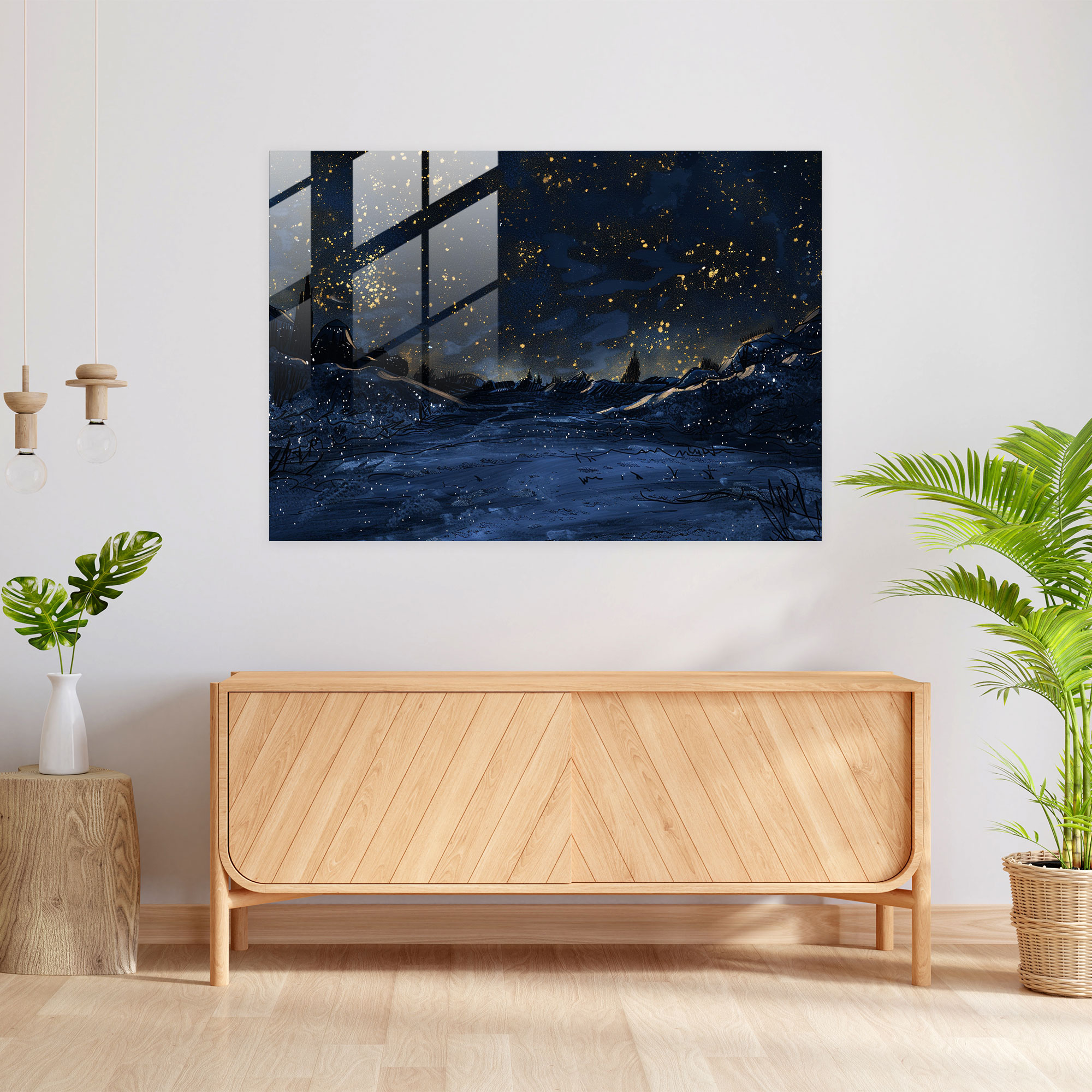Vincent Van Gogh Glass Print - Starry Night Sky - Vincent Van Gogh, Glass Art, Vincent Van Gogh, Glass Wall Art