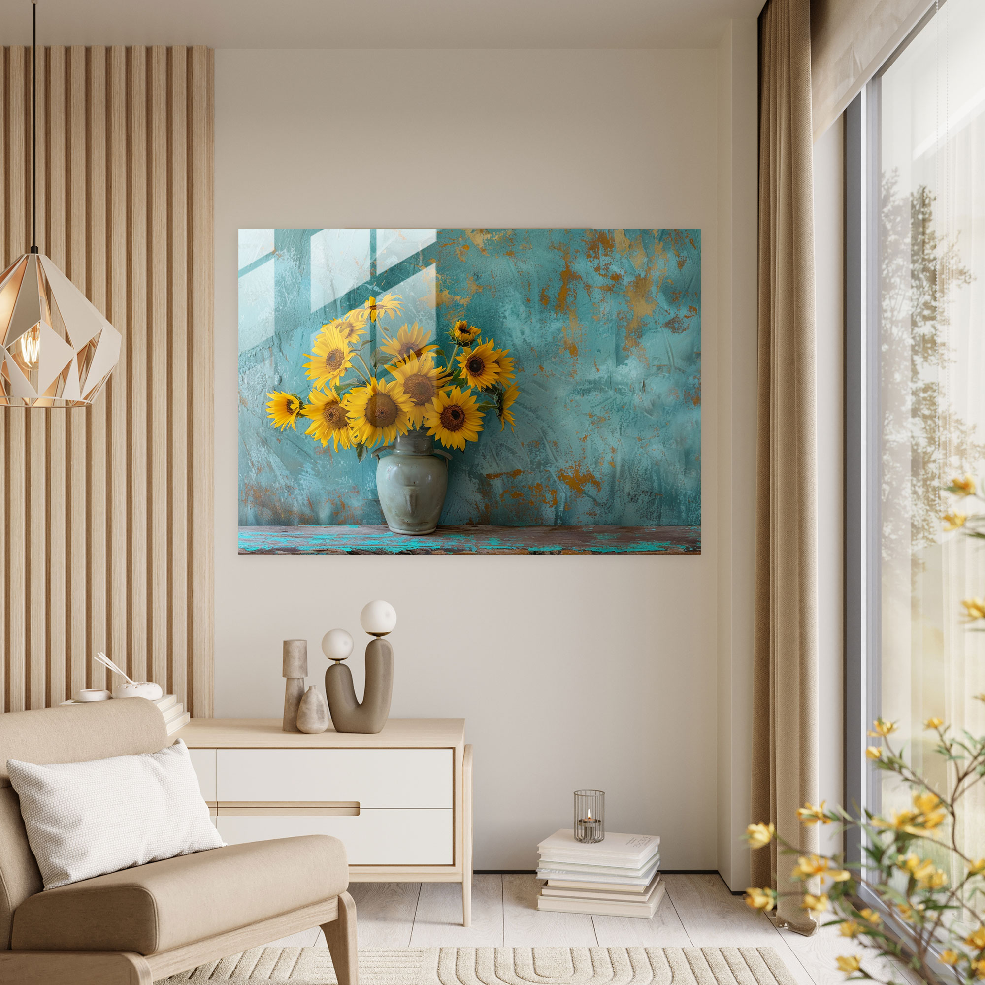 Vincent Van Gogh Glass Wall Art - Sunflowers In A Vase - Vincent Van Gogh, Glass Art, Glass Print, Modern Art