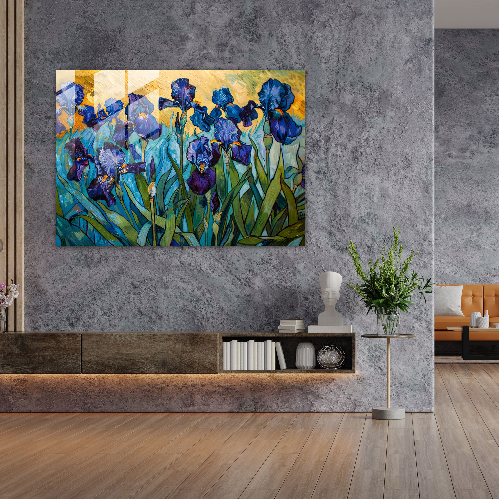 Vincent Van Gogh Glass Art - Irises In A Field - Vincent Van Gogh, Vincent Van Gogh, Wall Decoration, Home Decoration