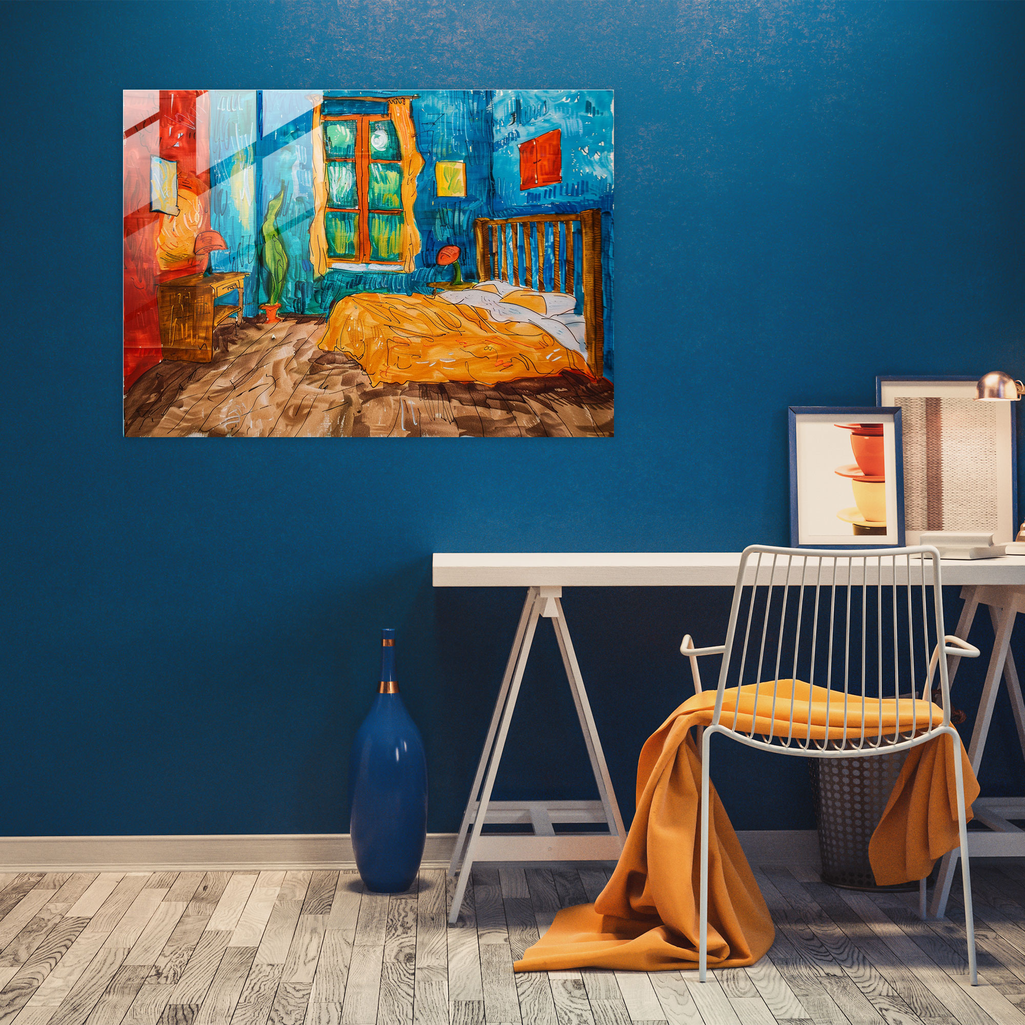Vincent Van Gogh Glass Print - Bedroom In Arles - Vincent Van Gogh, Vincent Van Gogh, Glass Art, Glass Wall Art