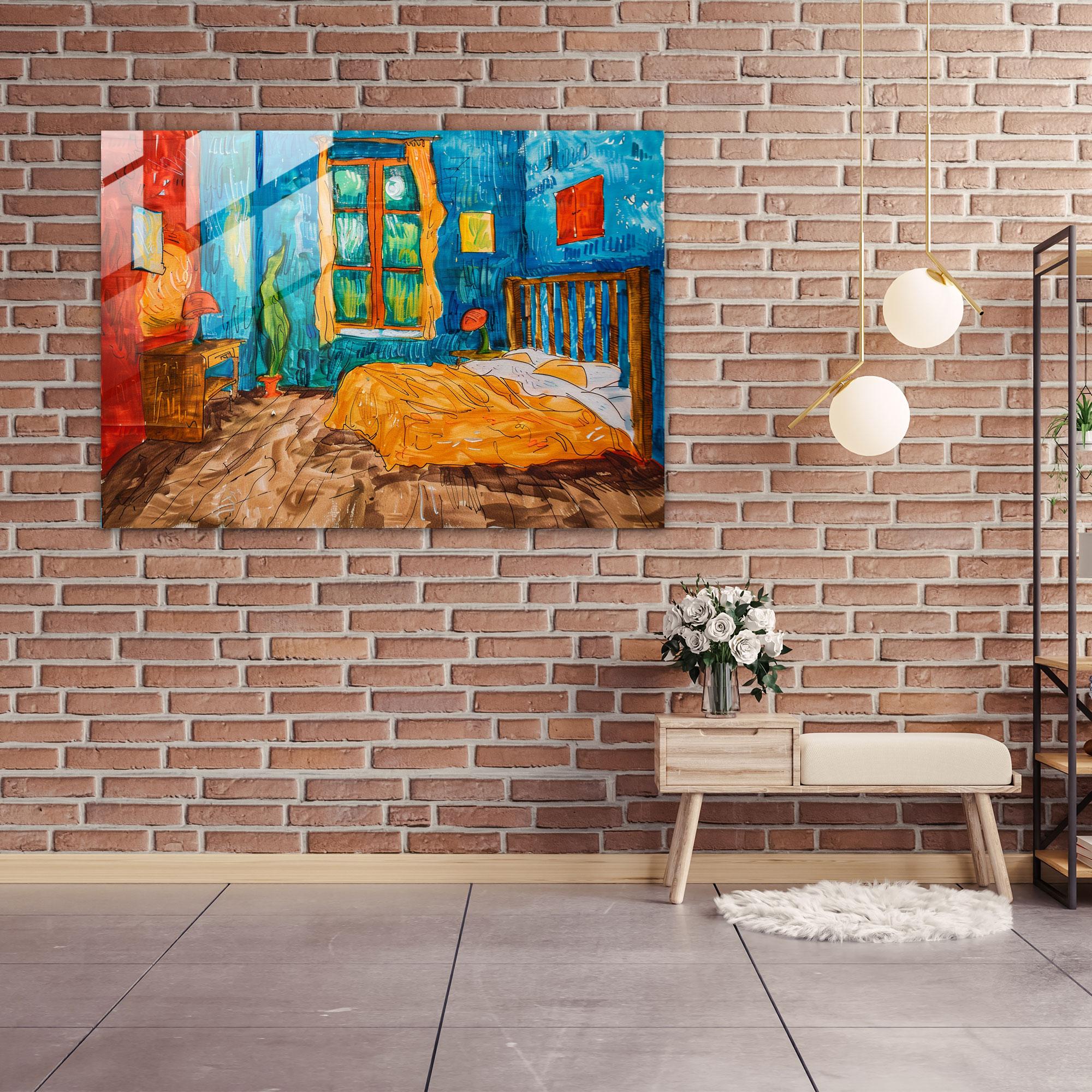Vincent Van Gogh Glass Print - Bedroom In Arles - Vincent Van Gogh, Vincent Van Gogh, Glass Art, Glass Wall Art