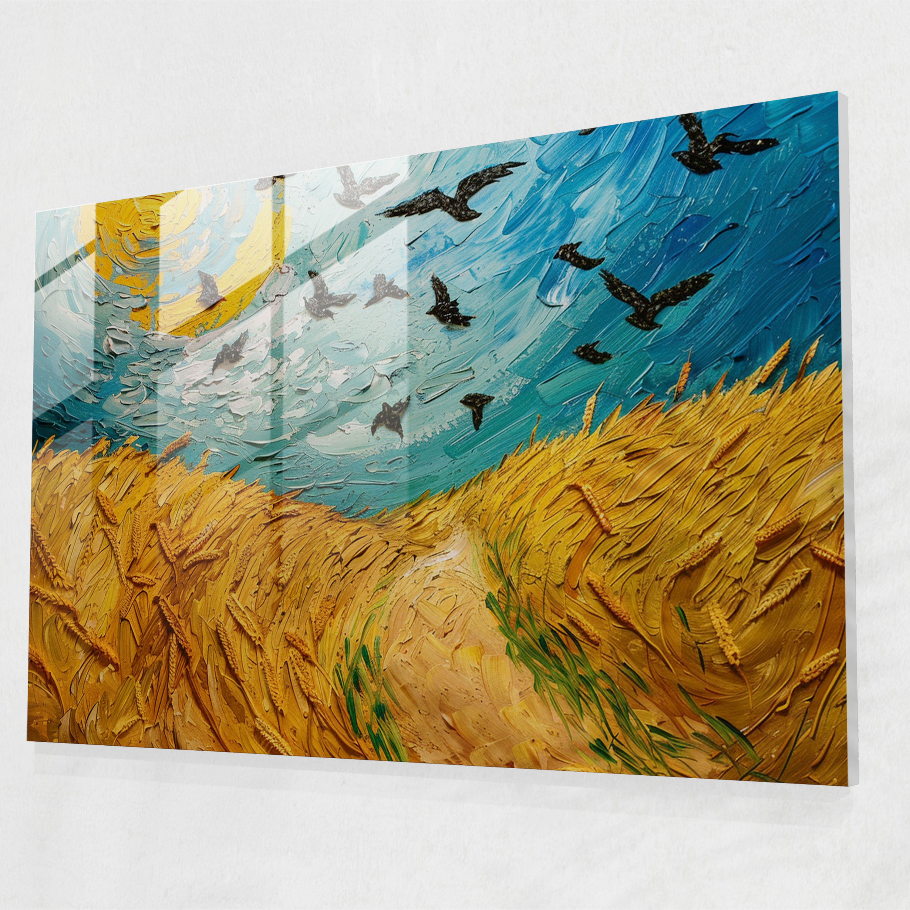 Vincent Van Gogh Glass Wall Art - Wheatfield With Crows - Vincent Van Gogh, Wall Decoration, Glass Art, Modern Art