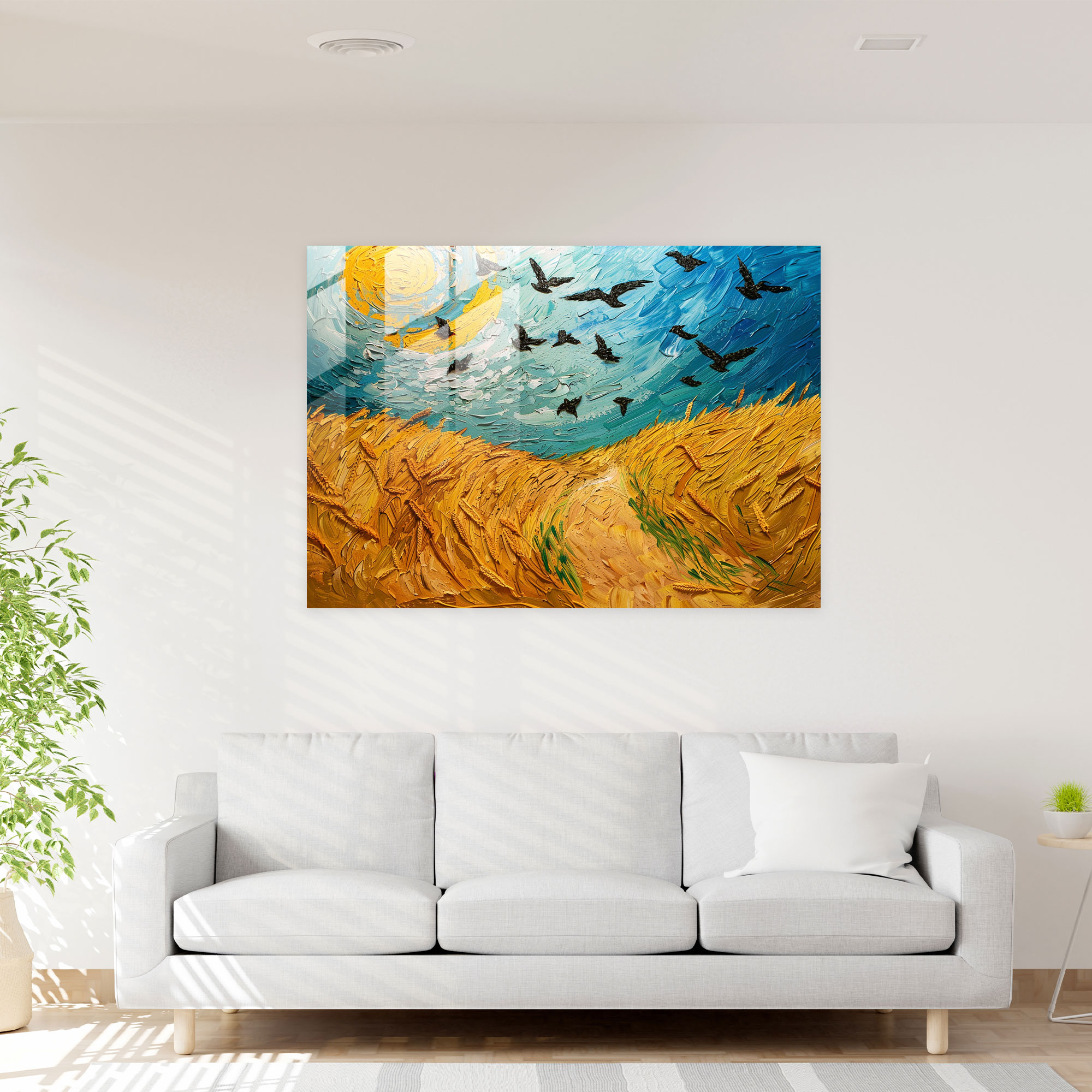 Vincent Van Gogh Glass Wall Art - Wheatfield With Crows - Vincent Van Gogh, Wall Decoration, Glass Art, Modern Art