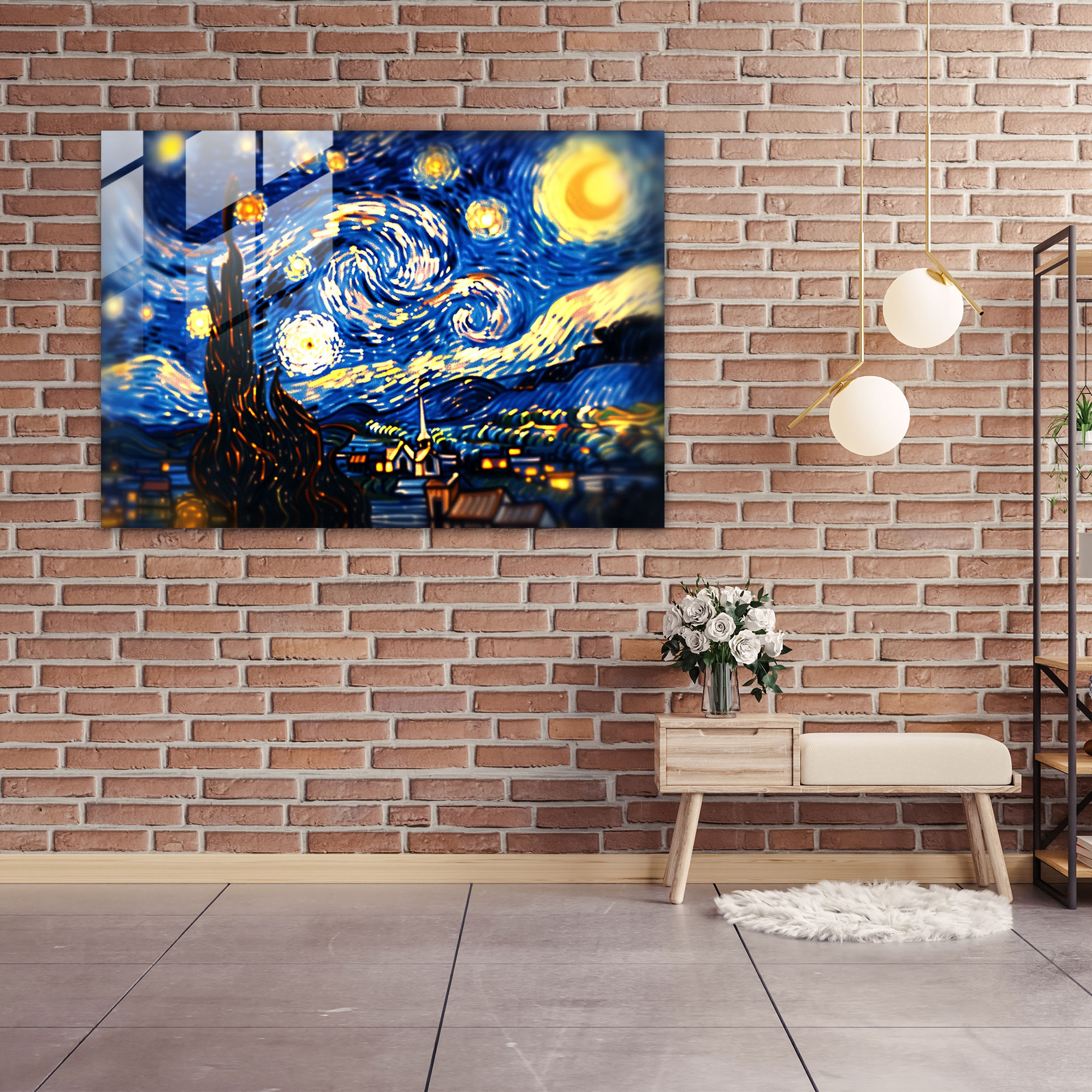 Vincent Van Gogh Glass Art - The Starry Night - Vincent Van Gogh, Glass Print, Wall Decoration, Glass Wall Art