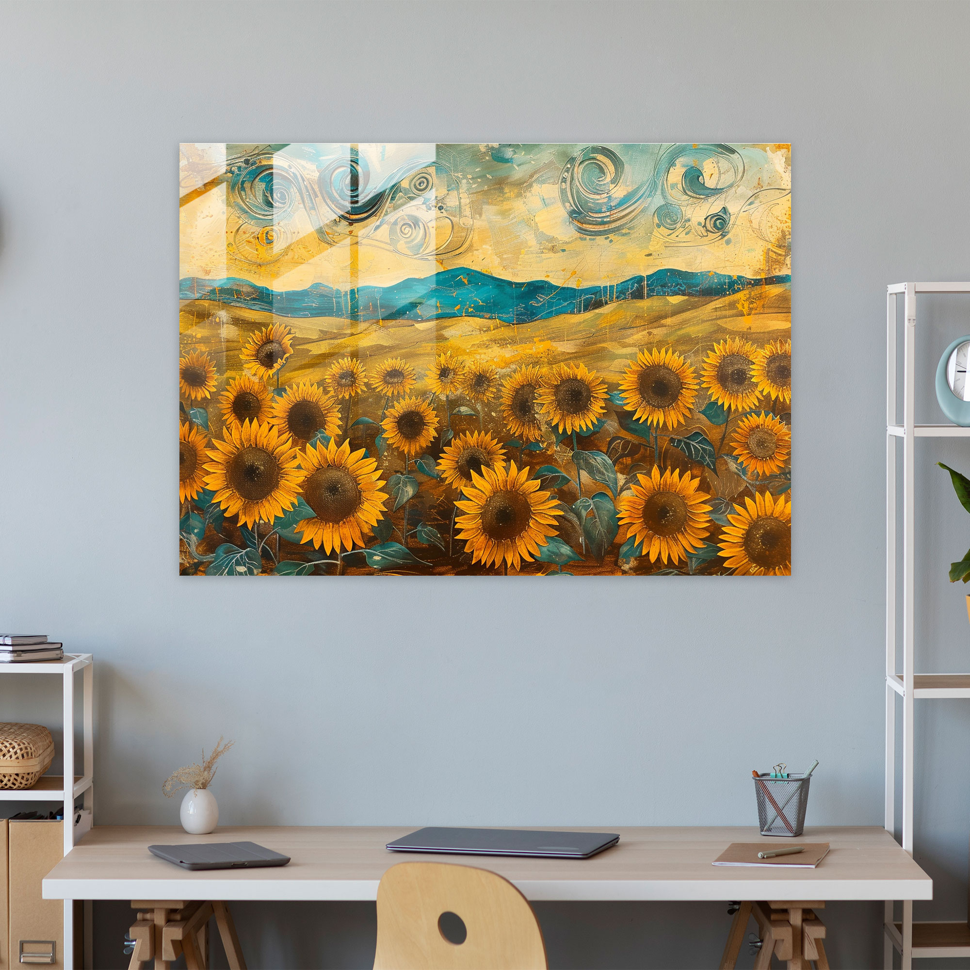 Vincent Van Gogh Glass Print: Sunflower Field Glass Wall Art - Vincent Van Gogh, Vincent Van Gogh, Glass Print, Glass Wall Art