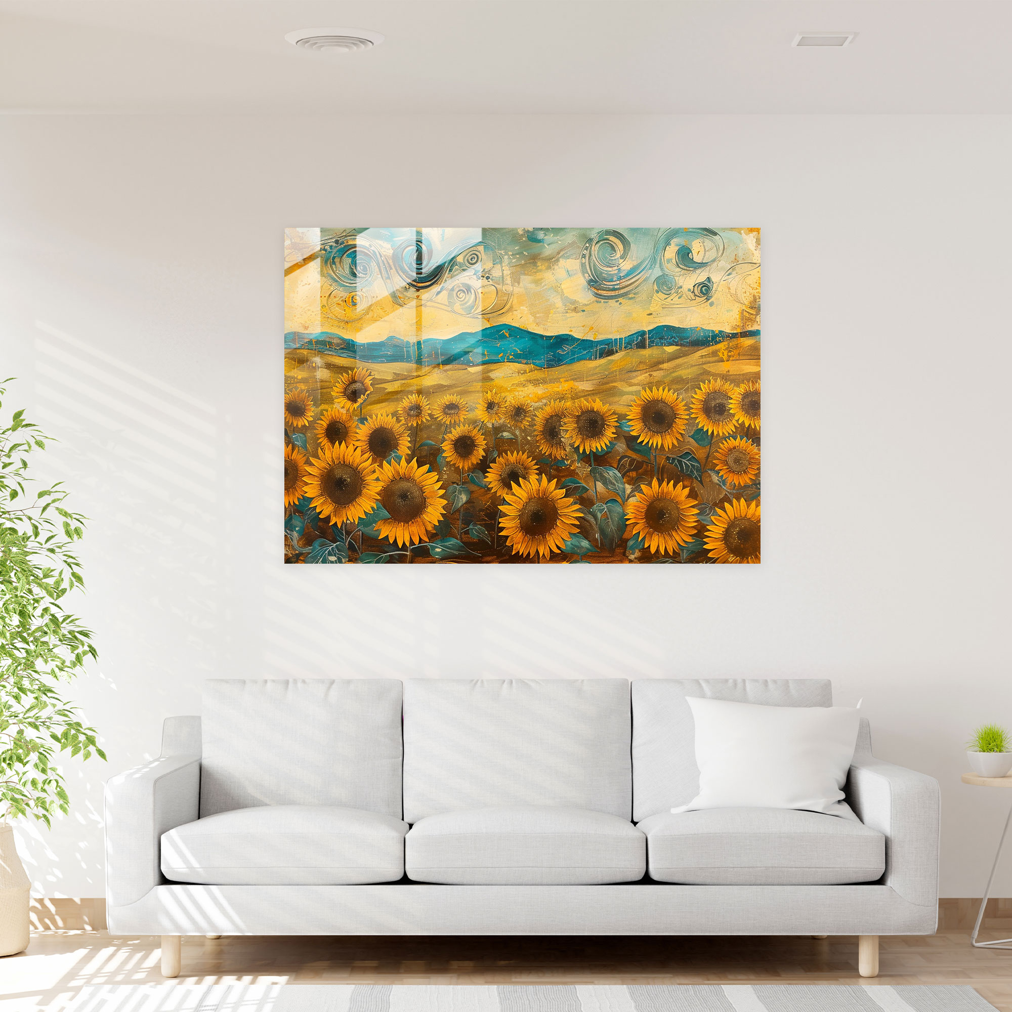 Vincent Van Gogh Glass Print: Sunflower Field Glass Wall Art - Vincent Van Gogh, Vincent Van Gogh, Glass Print, Glass Wall Art