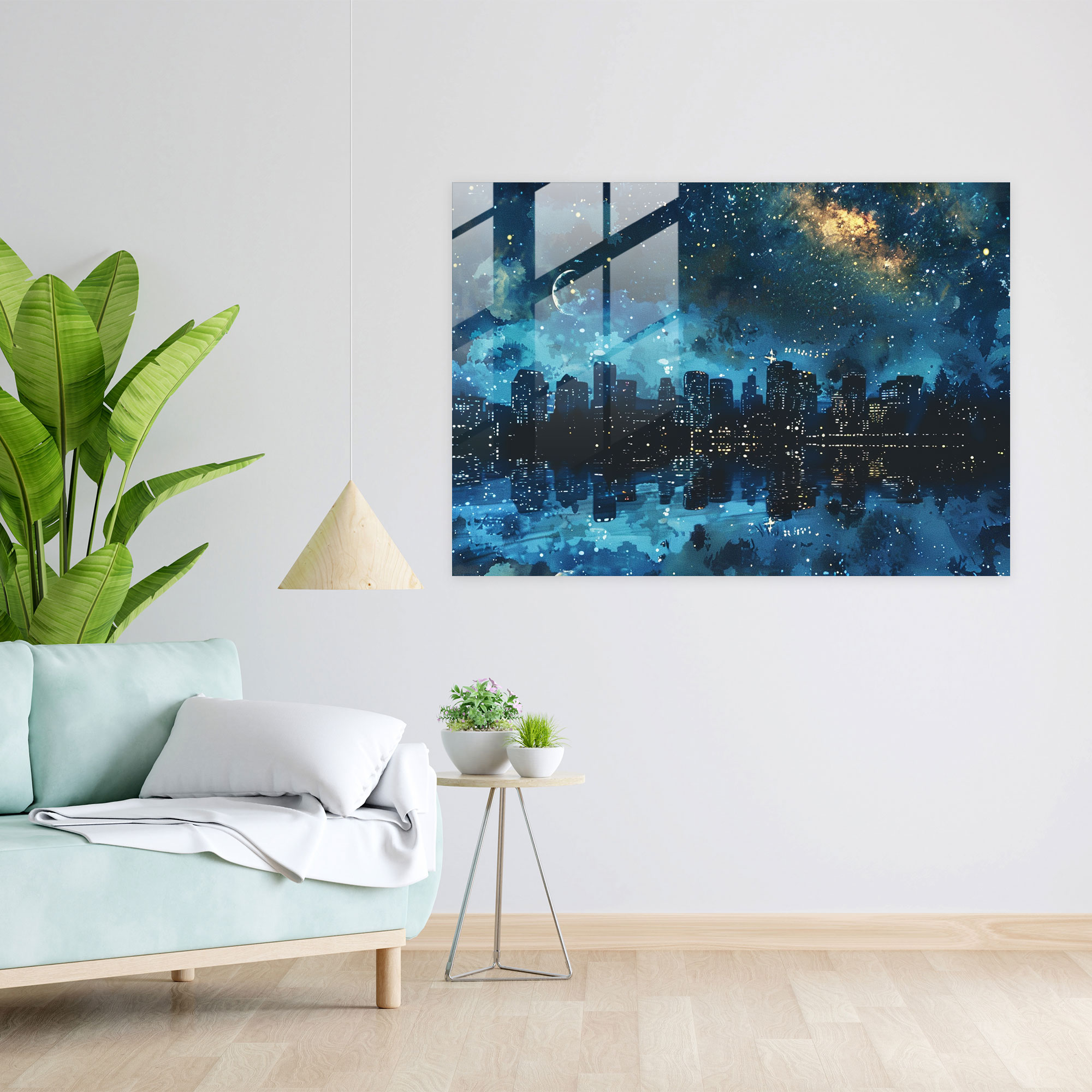 Vincent Van Gogh Glass Print: Starry Night Cityscape Glass Wall Art - Vincent Van Gogh, Glass Art, Glass Wall Art, Vincent Van Gogh