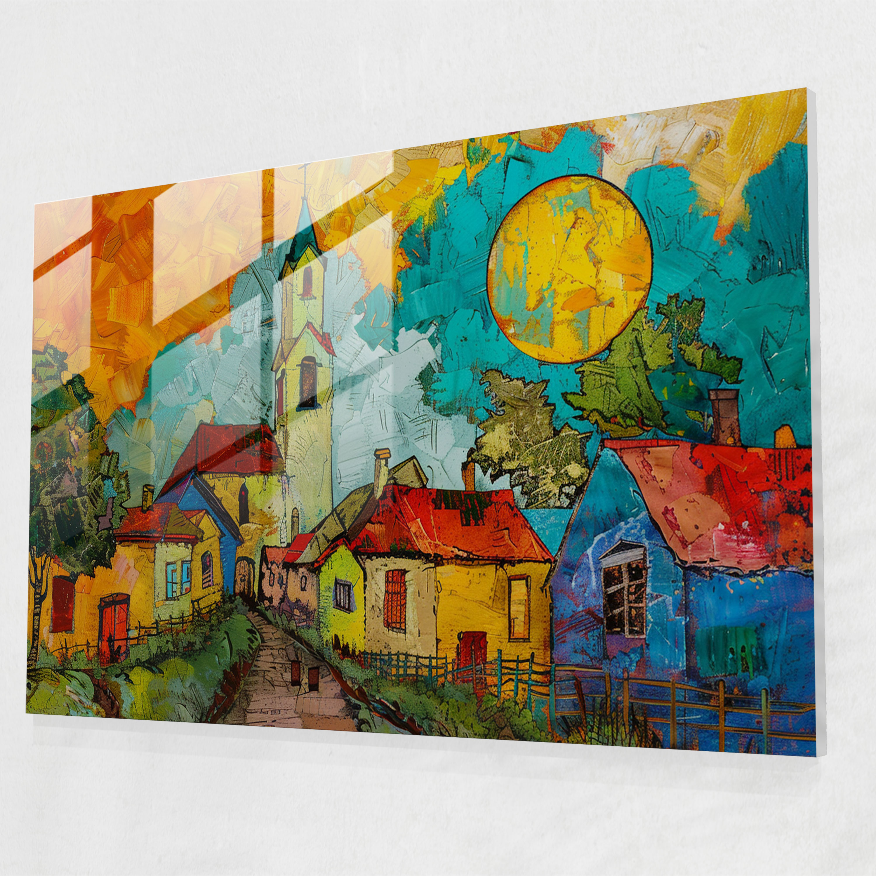 Vincent Van Gogh Glass Print: Small Town Church Glass Wall Art - Vincent Van Gogh, Vincent Van Gogh, Wall Decoration, Glass Print