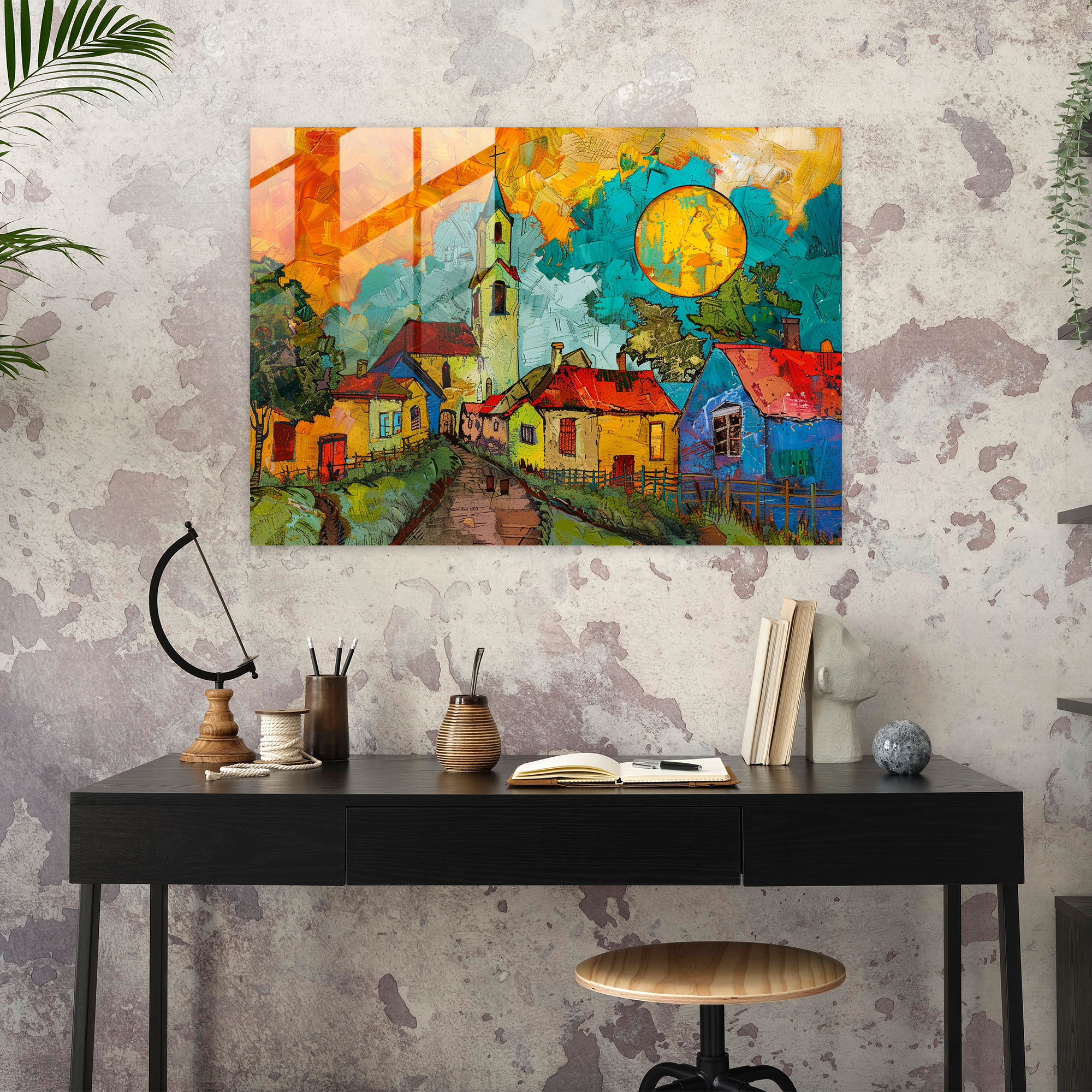Vincent Van Gogh Glass Print: Small Town Church Glass Wall Art - Vincent Van Gogh, Vincent Van Gogh, Wall Decoration, Glass Print