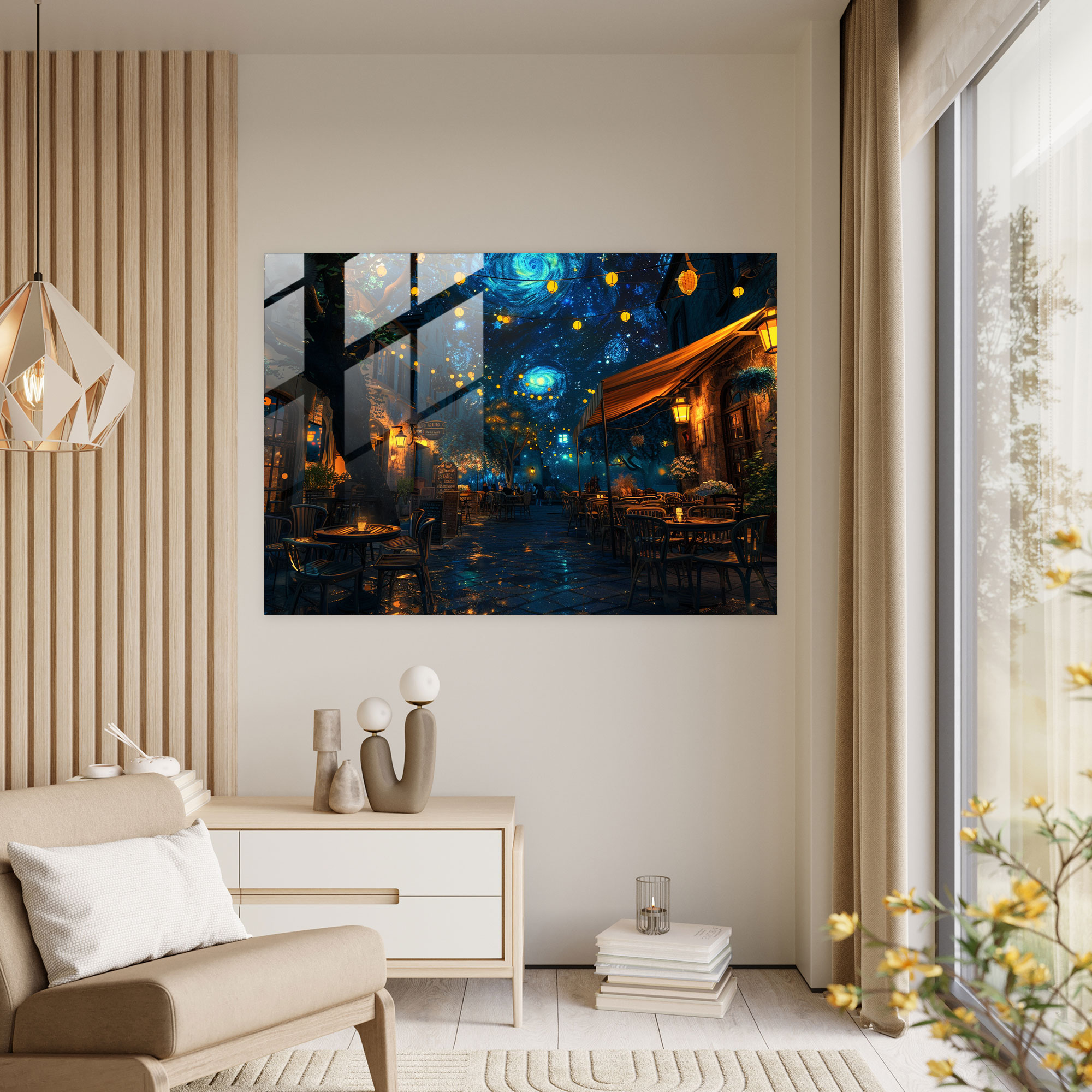 Vincent Van Gogh Glass Print: Cafe Terrace Night Glass Wall Art - Vincent Van Gogh, Wall Decoration, Glass Wall Art, Glass Print