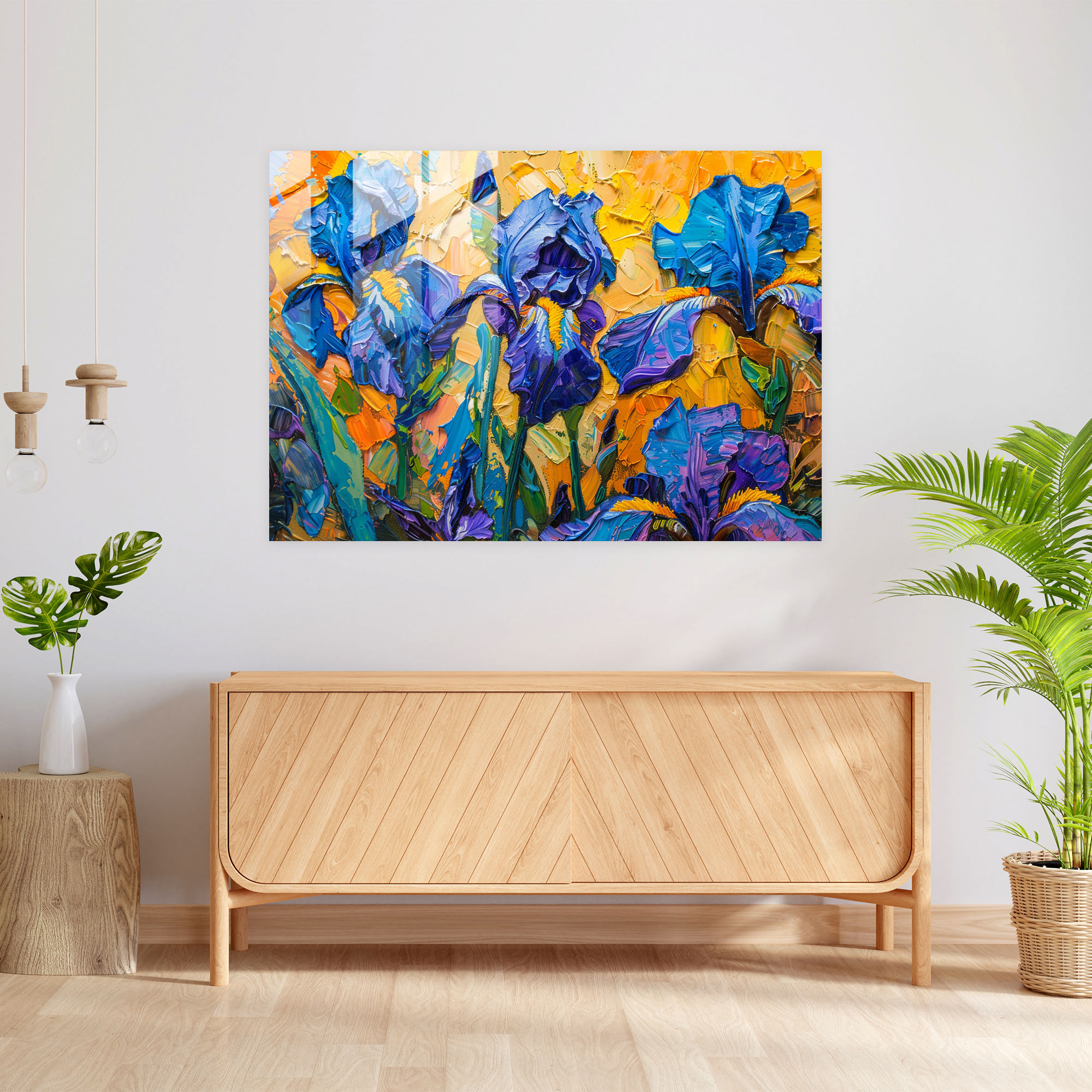 Vincent Van Gogh Glass Print: Blooming Irises Glass Wall Art - Vincent Van Gogh, Vincent Van Gogh, Glass Print, Home Decoration