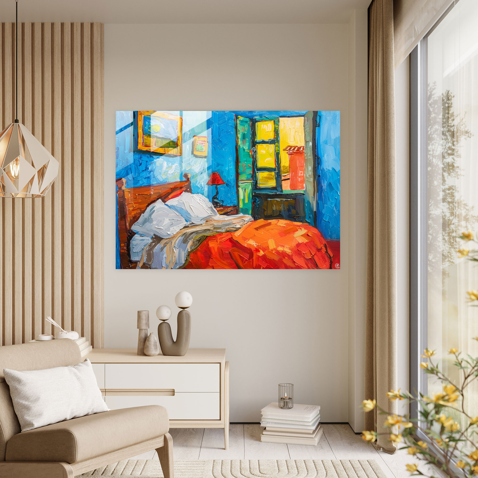 Bedroom In Arles Glass Wall Art - Vincent Van Gogh, Wall Decoration, Glass Wall Art, Vincent Van Gogh