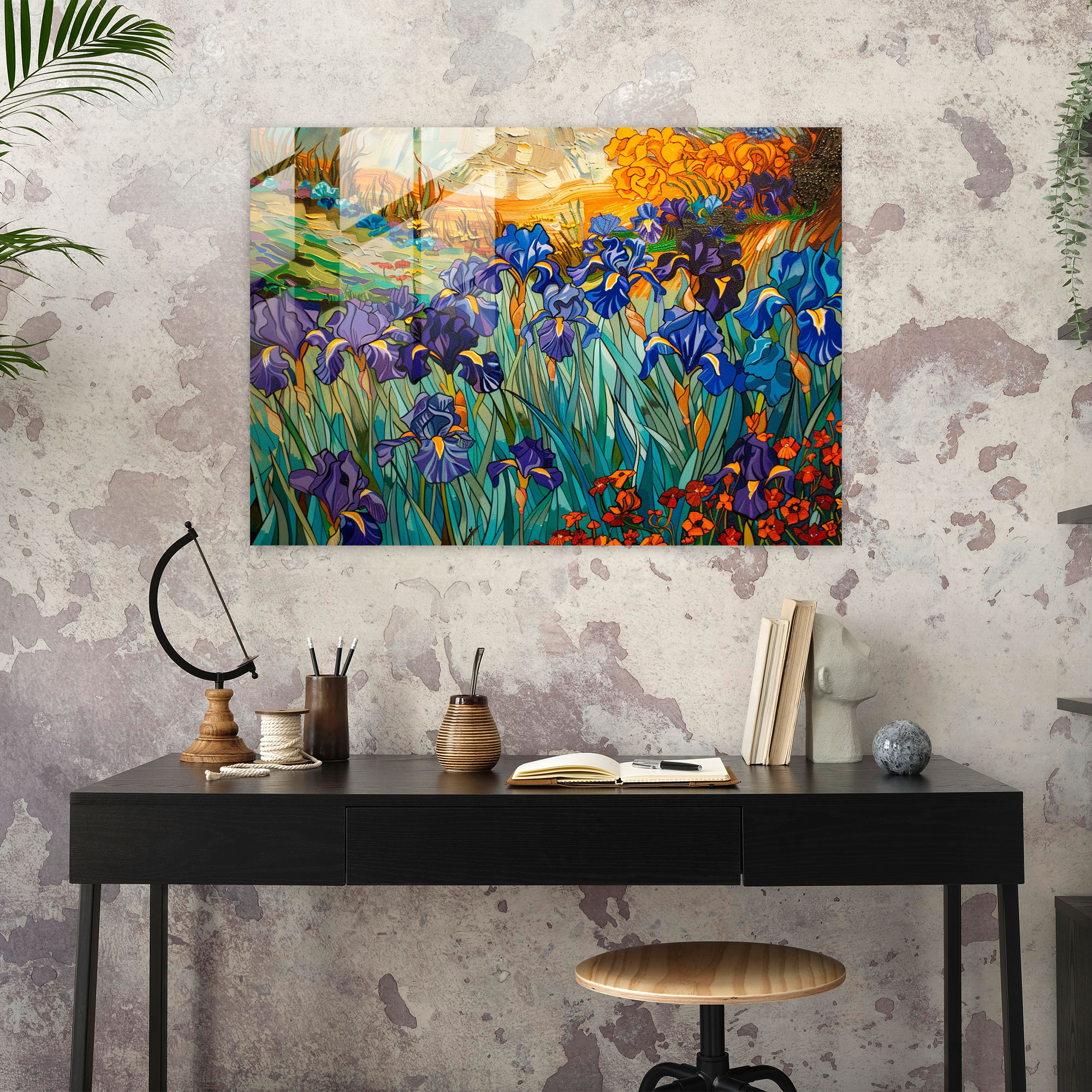 Irises Glass Print - Vincent Van Gogh, Glass Art, Glass Wall Art, Wall Decoration