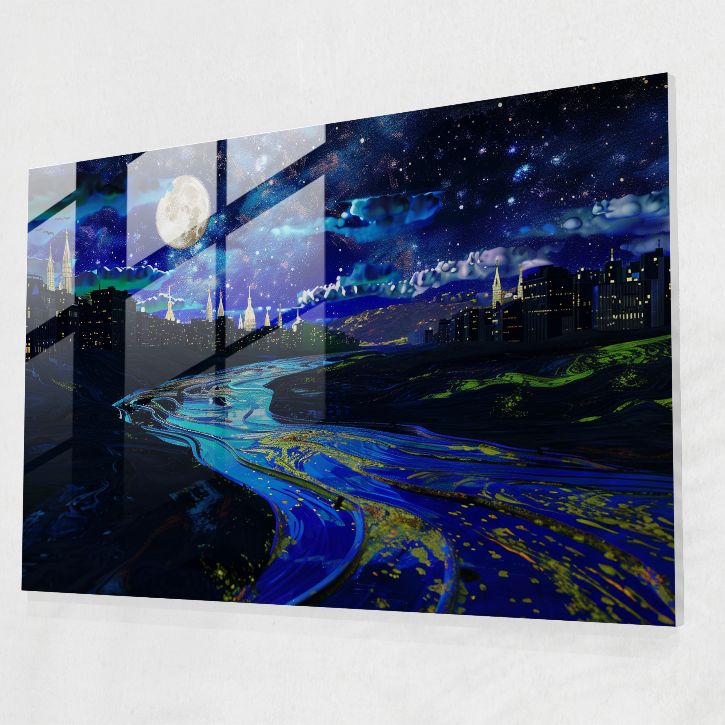 Cityscape Glass Print - Vincent Van Gogh, Glass Art, Glass Print, Home Decoration