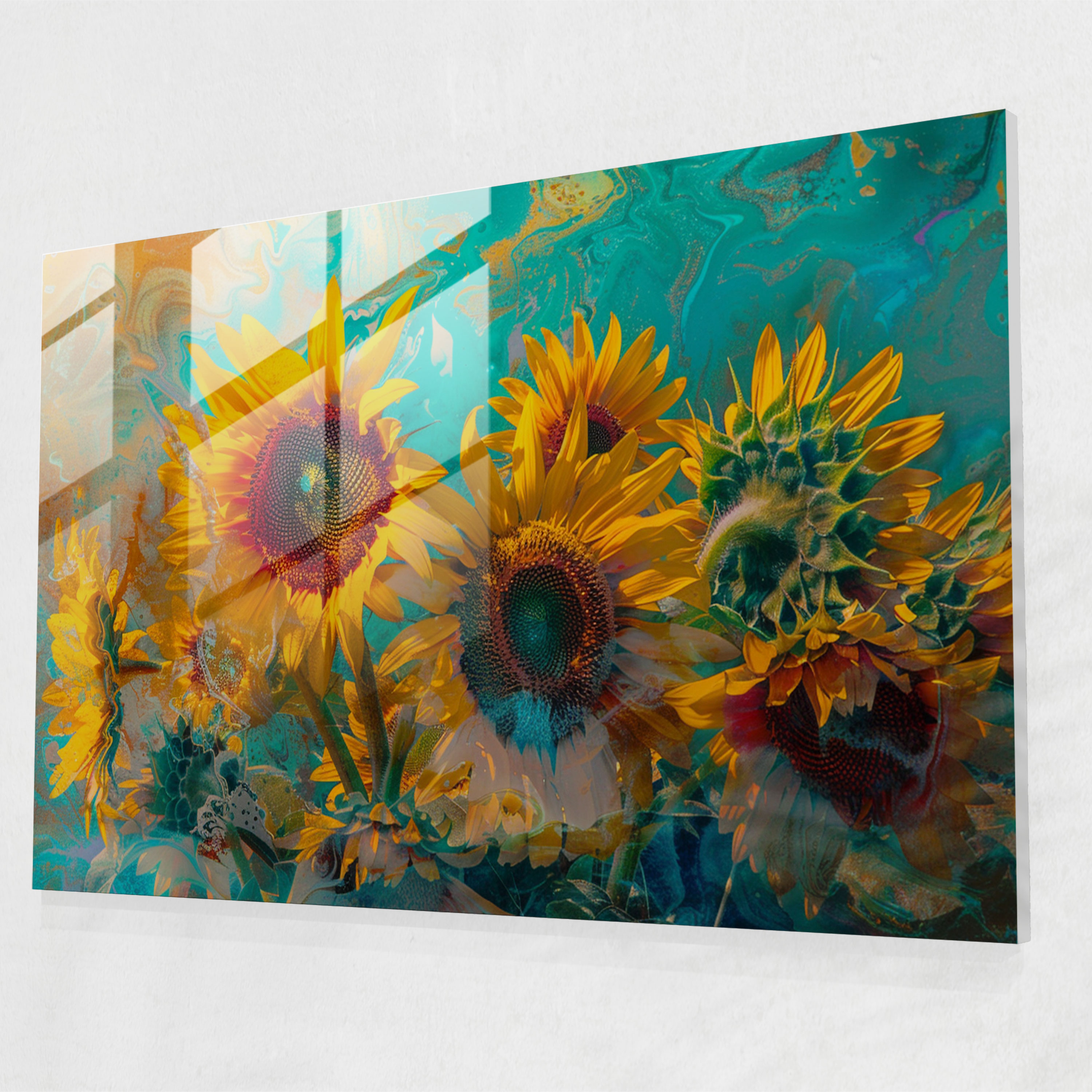 Vincent Van Gogh Glass Print: Psychedelic Sunflowers - Vincent Van Gogh, Glass Wall Art, Glass Print, Modern Art