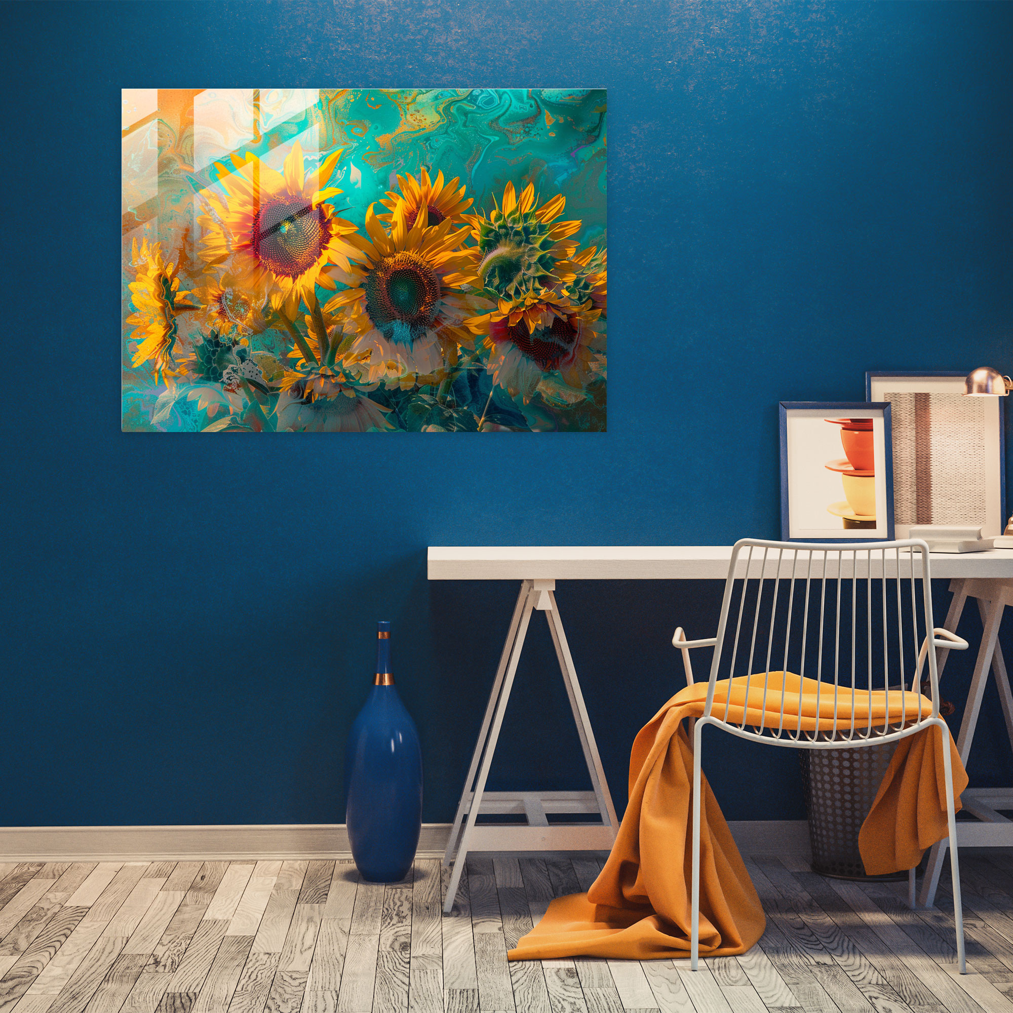 Vincent Van Gogh Glass Print: Psychedelic Sunflowers - Vincent Van Gogh, Glass Wall Art, Glass Print, Modern Art